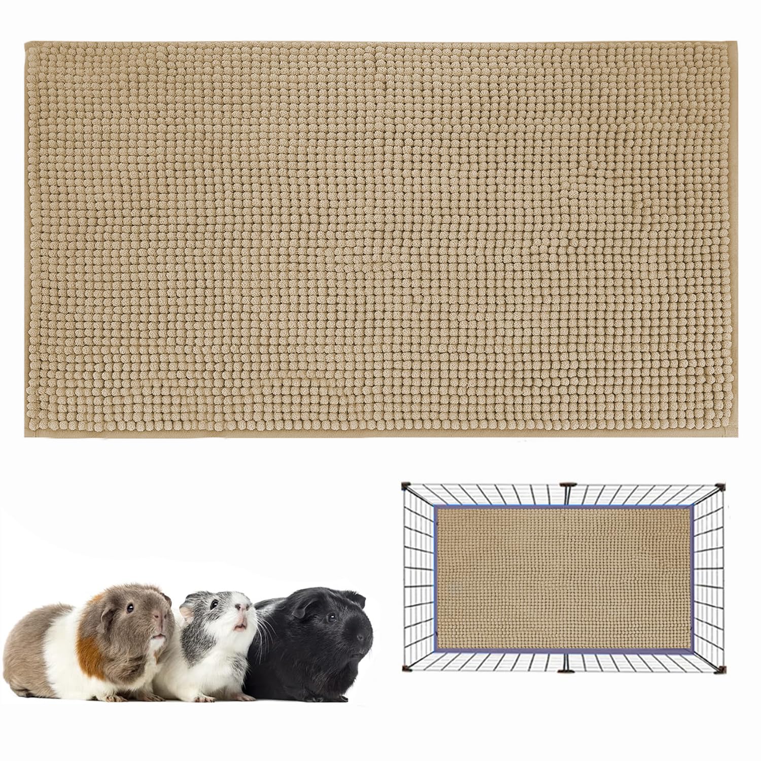 Keyide Guinea Pig Fleece Cage Liner 47''X24'' C&C Cage Absorbent Rabbit Bedding Bunny Training Pad Warm Comfortable Sleep Bed Ma