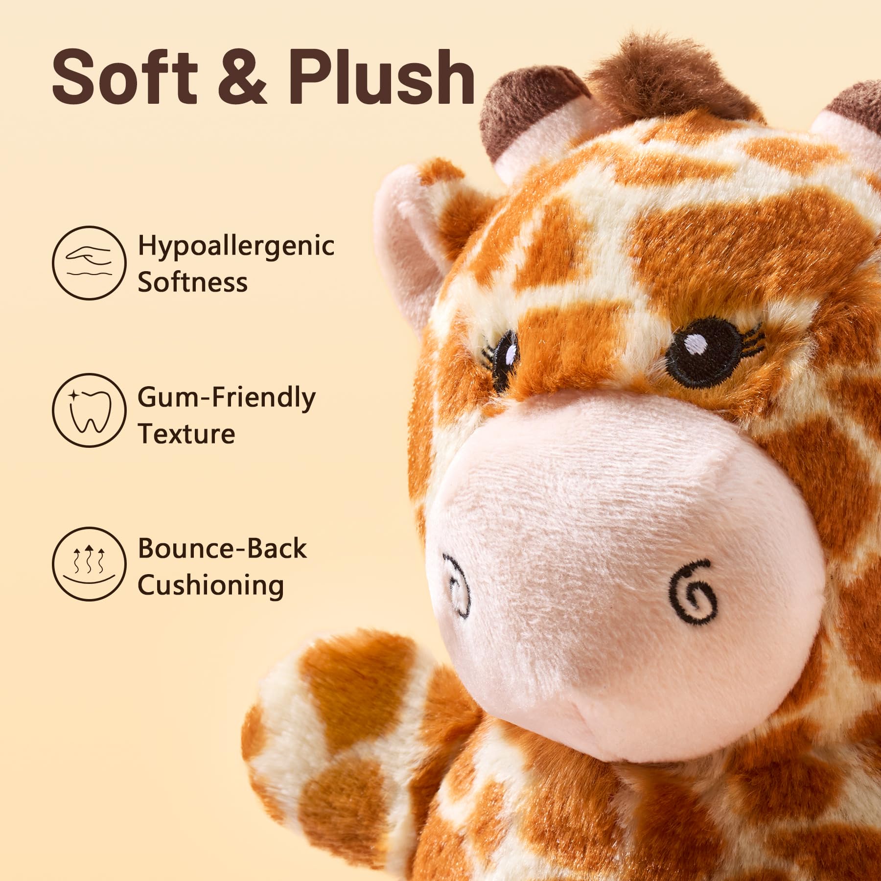Squeaky Dog Toys For Small Dogs - Plush Giraffe Puppy Toy With Crinkle Paper & Double Squeakers, Durable Chew Toy For Puppies An