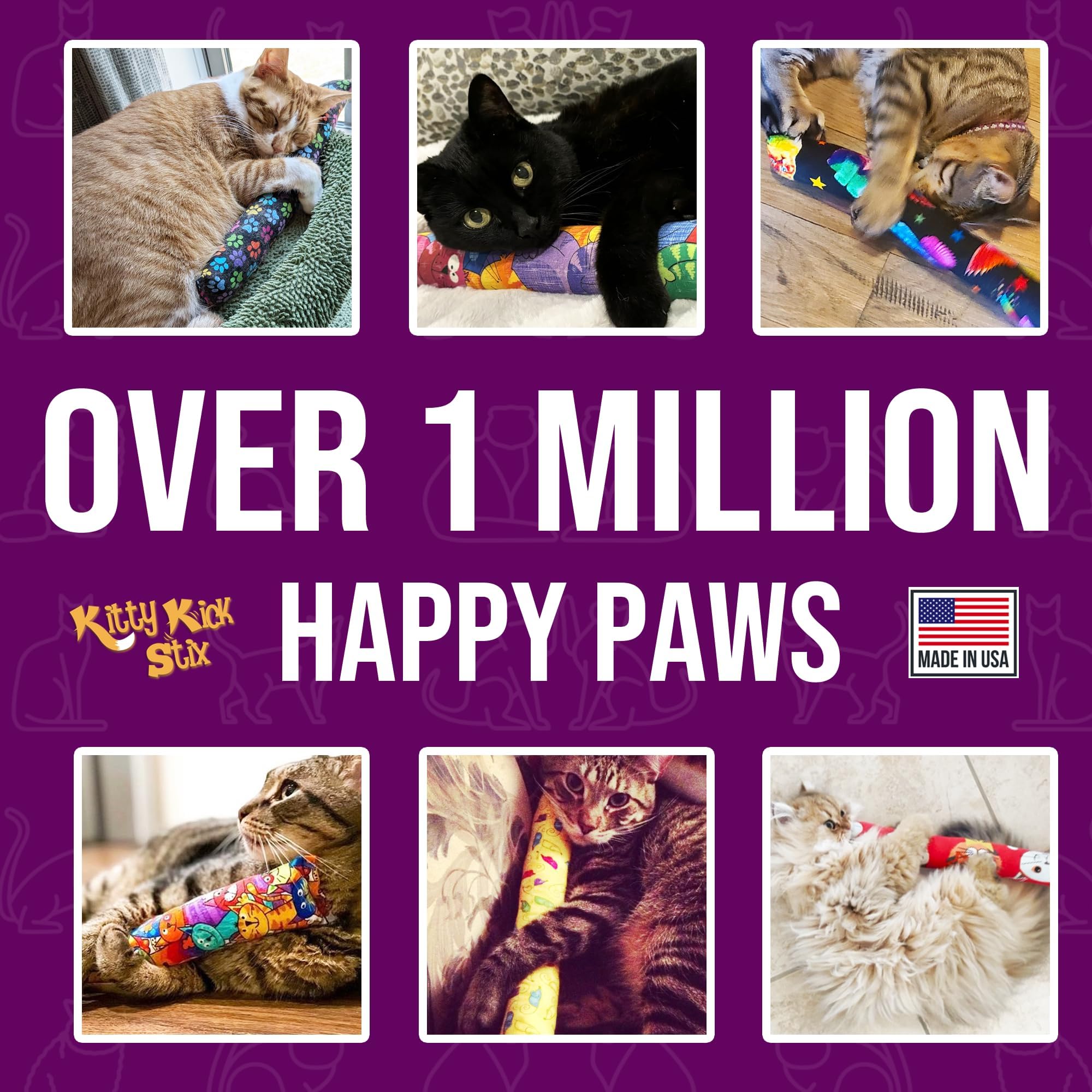 Kitty Kick Stix 11' Original Catnip Kicker Toy (Set Of 2), Handmade In Usa By Cat Lovers, Interactive Natural Cat & Kitten Toy, Packed With 100% Potent Catnip For All Breeds