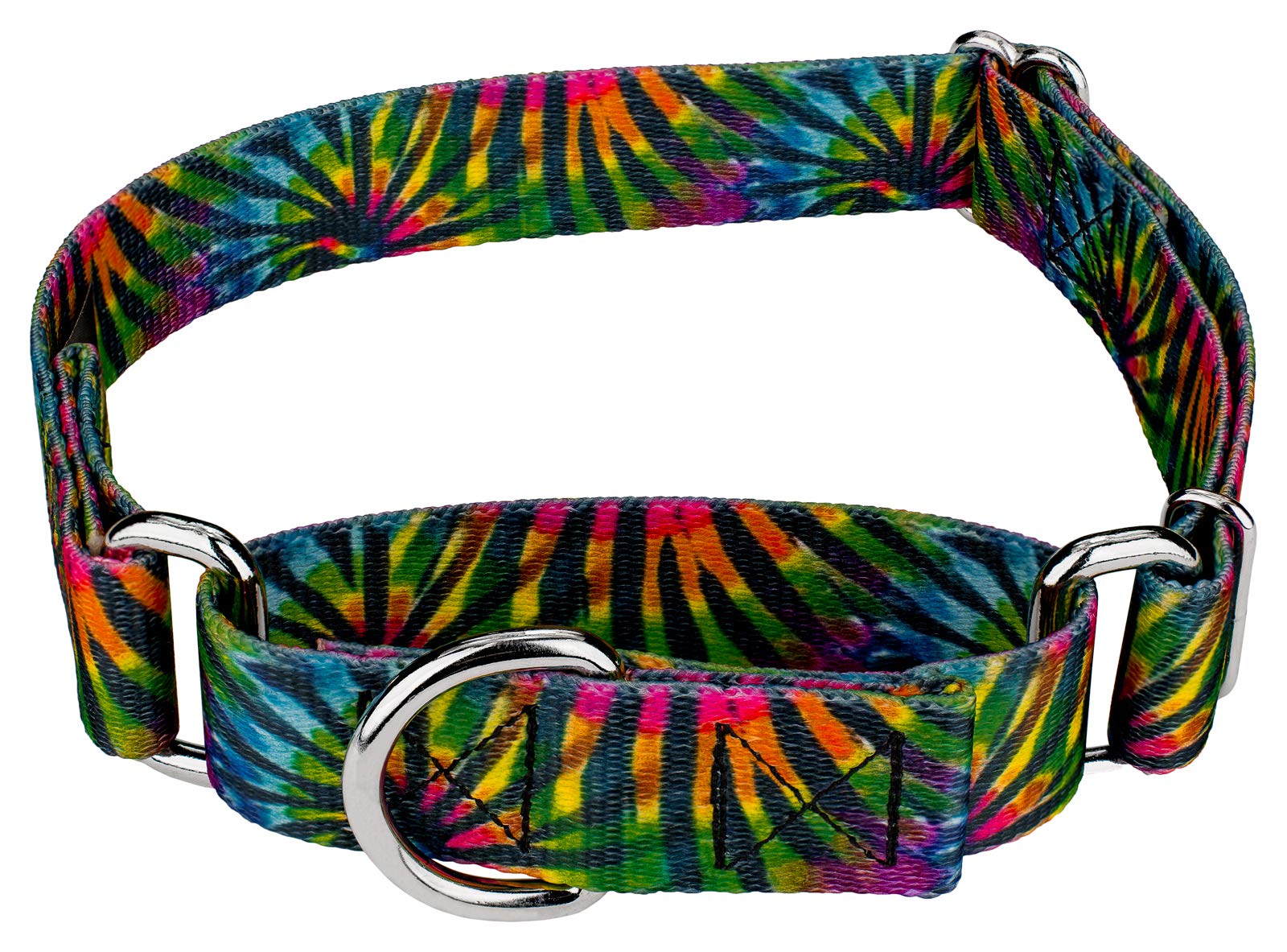 Country Brook Petz - Tie Dye Stripes Martingale Dog Collar - Groovy Collection Featuring Far Out Designs (1/2 Inch, Extra Small)
