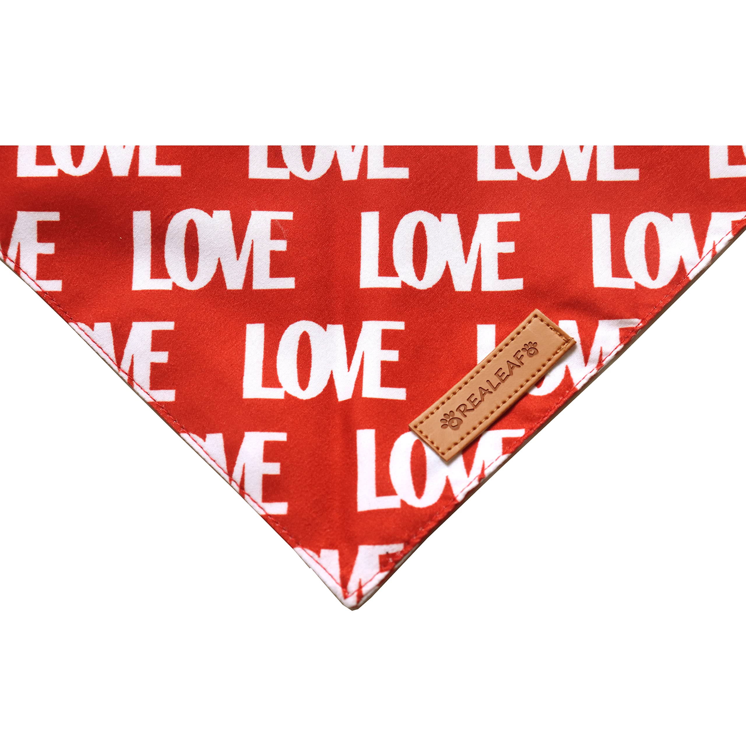 Realeaf Valentine'S Dog Bandanas 2 Pack, Triangle Reversible Love Pet Scarf For Boy And Girl, Premium Durable Fabric, Bandana Fo
