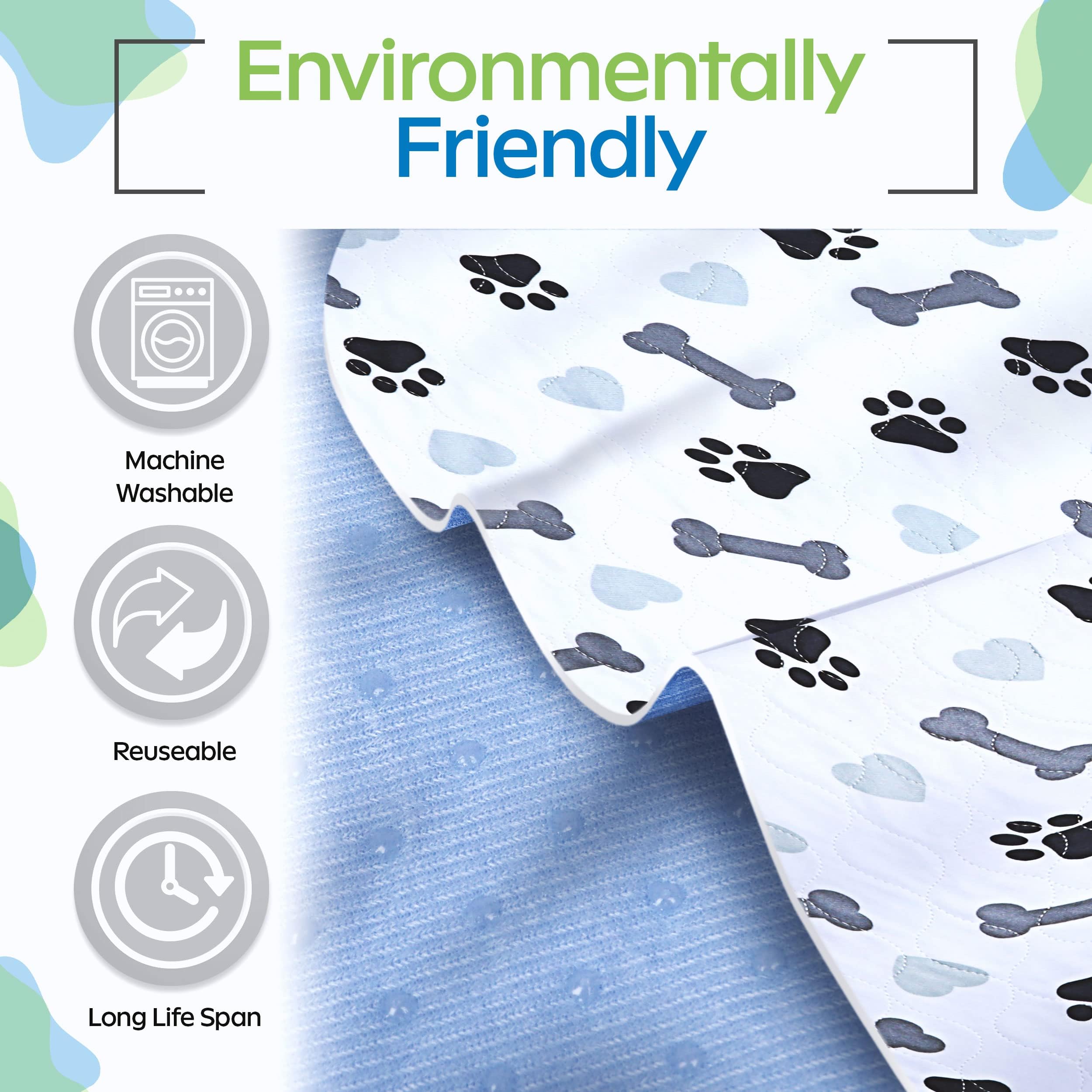 Green Lifestyle Washable Pee Pads For Dogs - Waterproof Reusable Puppy Pads With Anti-Slip Backing, Pet Training Pad For Puppy P