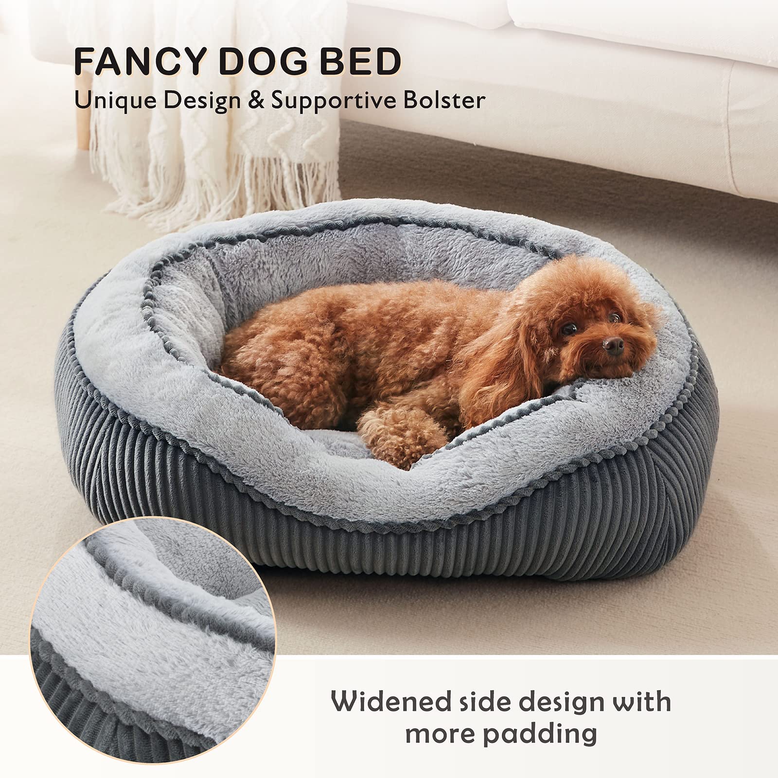 Siwa Mary Dog Beds For Small Medium Large Dogs & Cats. Durable Washable Pet Bed, Orthopedic Dog Sofa Bed, Luxury Wide Side Fancy Design, Soft Calming Sleeping Warming Puppy Bed, Anti-Slip Bottom
