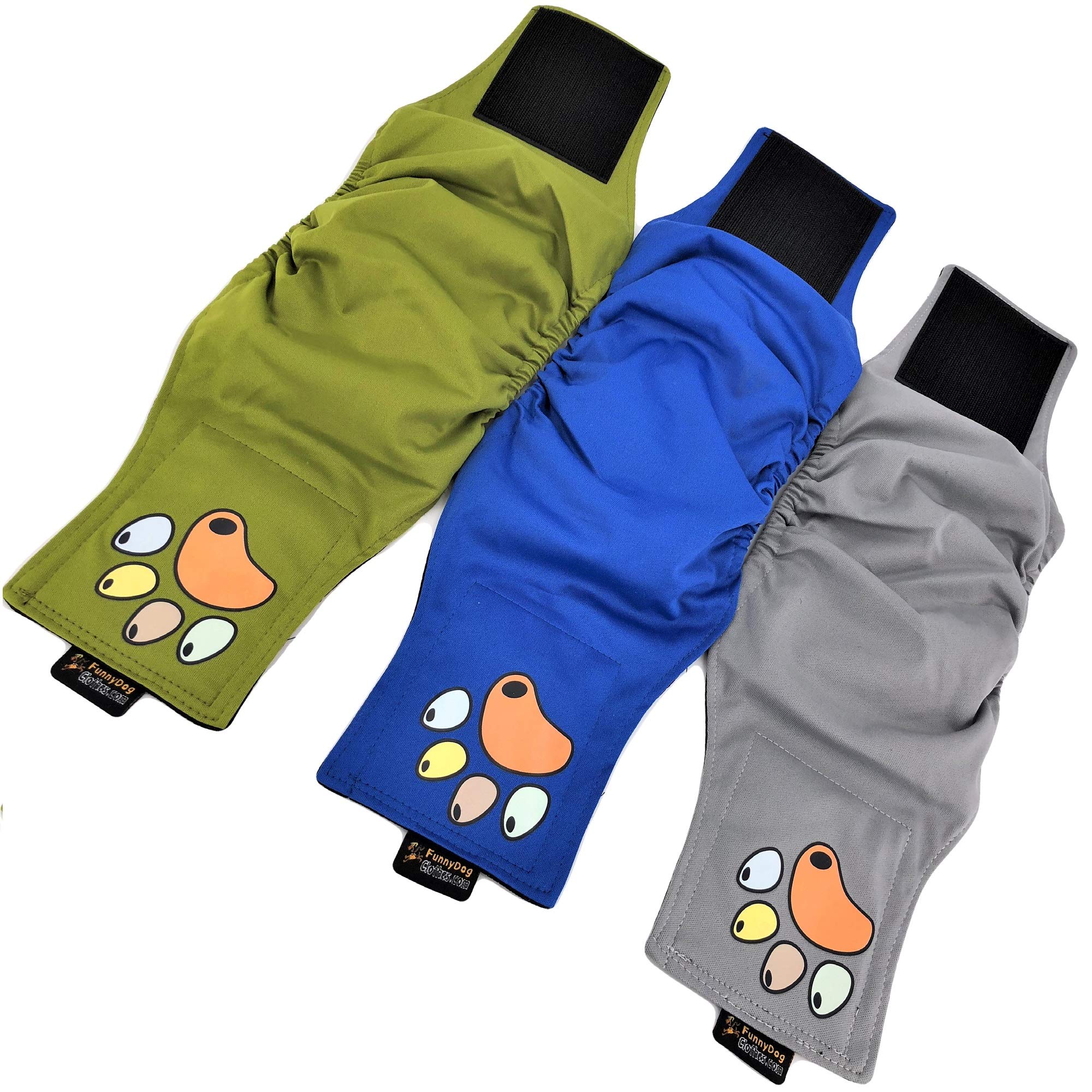 Pack of 3 Male Dog Diapers 4 - Layers of Absorbent Pads Waterproof Leak Proof Belly Band Wrap Washable (XL: Waist 20 - 26, Solid