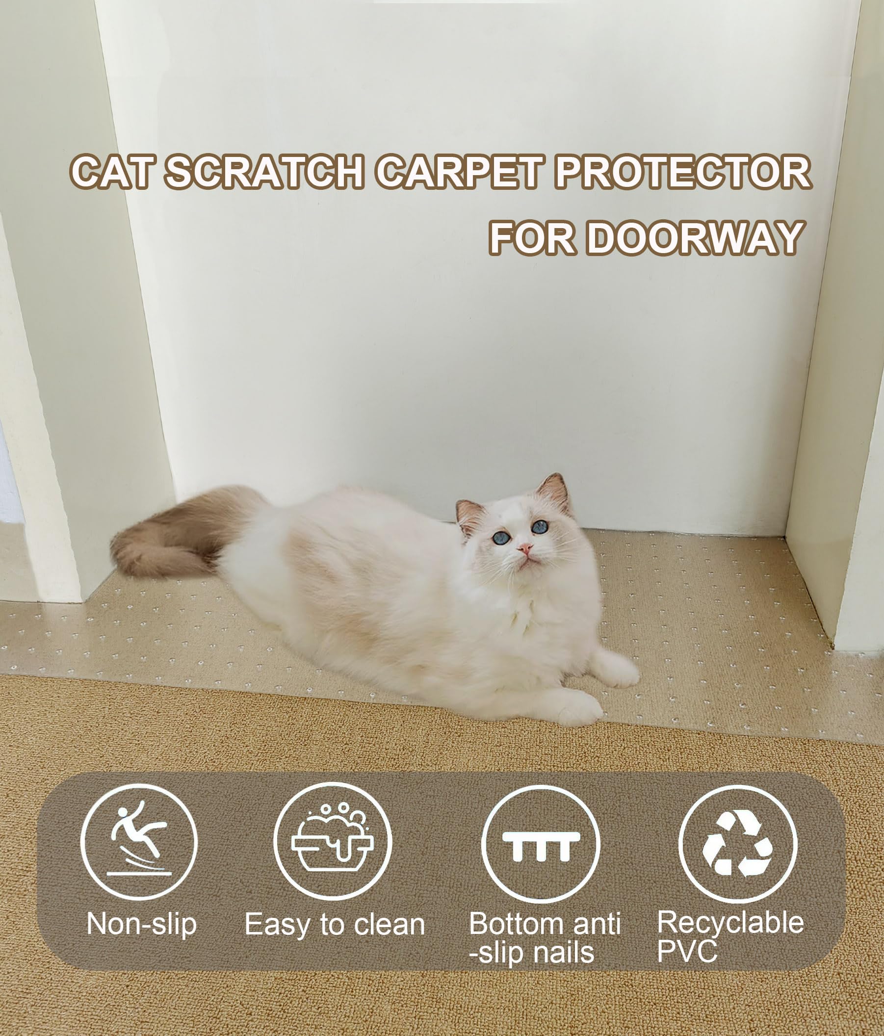Syandlvy 2 Pack Carpet Protector For Pets, Cat Scratching Pads For Doorway, Anti Scratch Under Door, Kittens Scratch Stopper Mat