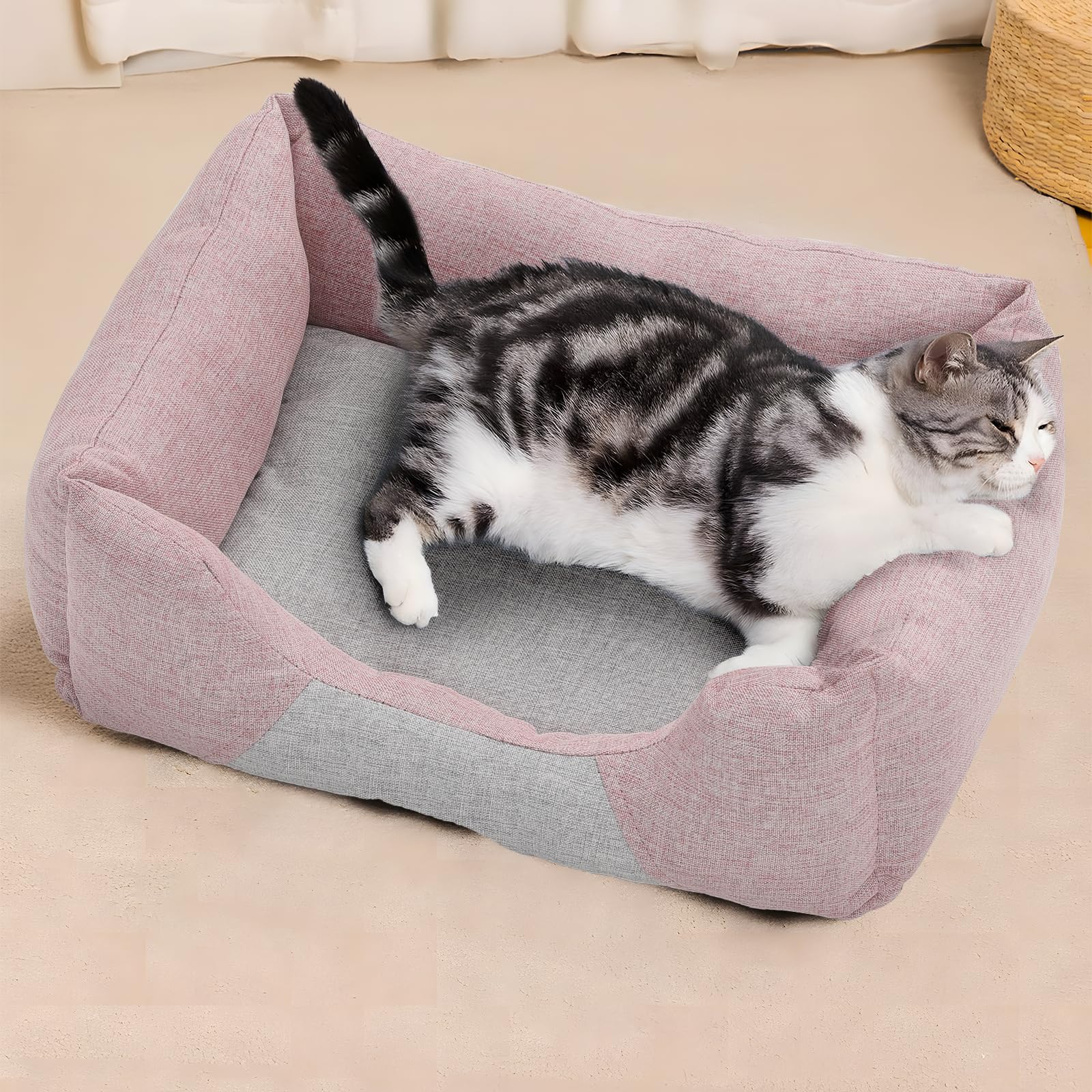 Magshion Calming Dog Beds For Small Dogs & Cats, Comfy Pet Sofa Bed, Machine Washable & Non-Slip Bottom Pet Couch, Durable Scrat