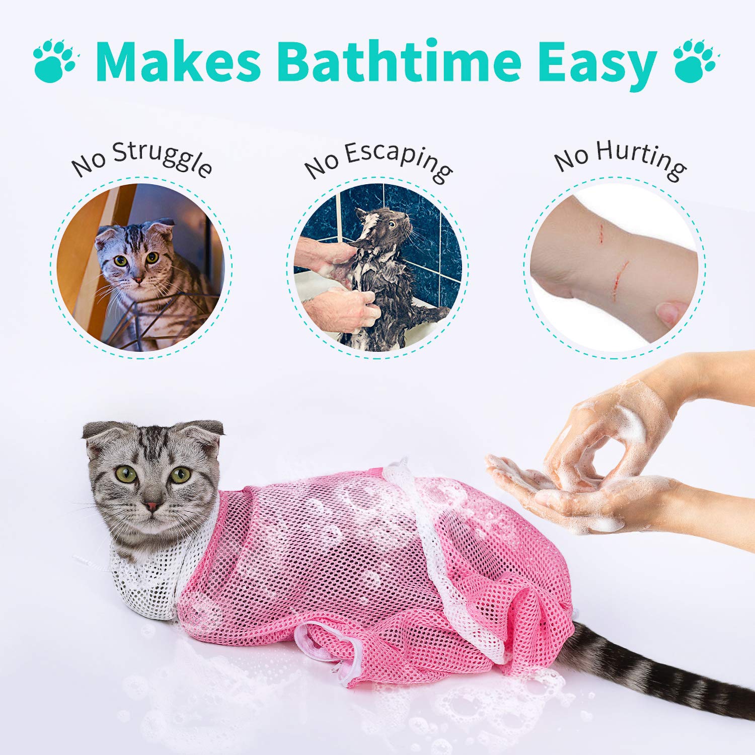 Ylong Cat Bathing Bag Anti-Bite And Anti-Scratch Cat Grooming Bag For Bathing, Nail Trimming, Medicine Taking,Injection,Adjustab