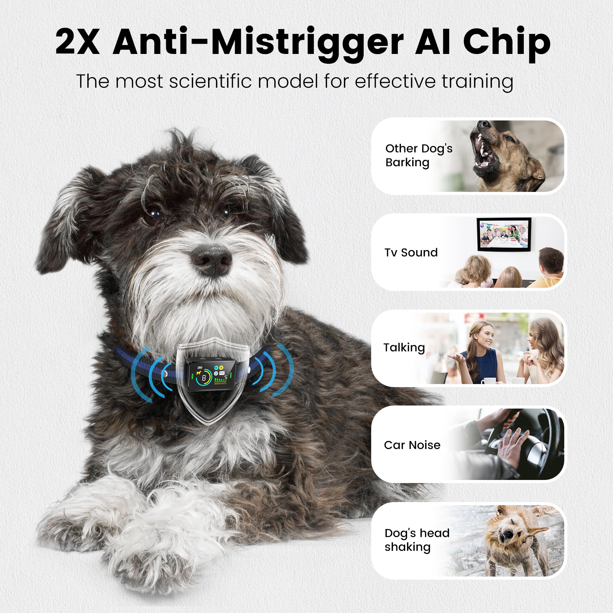 Bark Collar For Large Medium Dog, Fast Rechargeable Dog Bark Collar, Anti Bark Collars For Dogs With 5 Adjustable Sensitivity Be