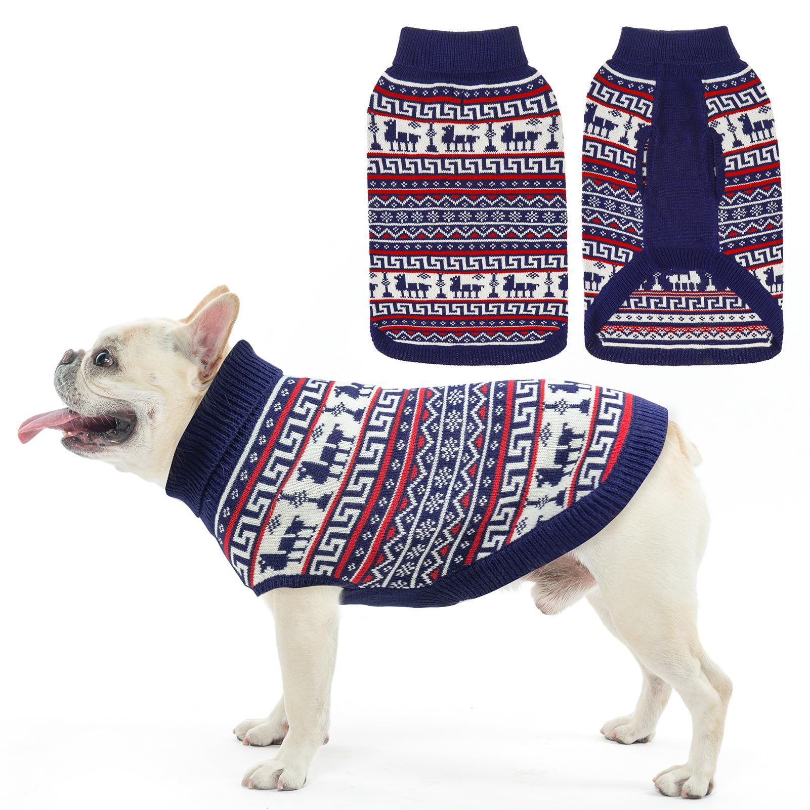 Scenereal Dog Sweater - Medium Size, Turtleneck Pullover For Girls & Boys, Winter Dog Clothes, Christmas Outfit - Frenchie, Beag