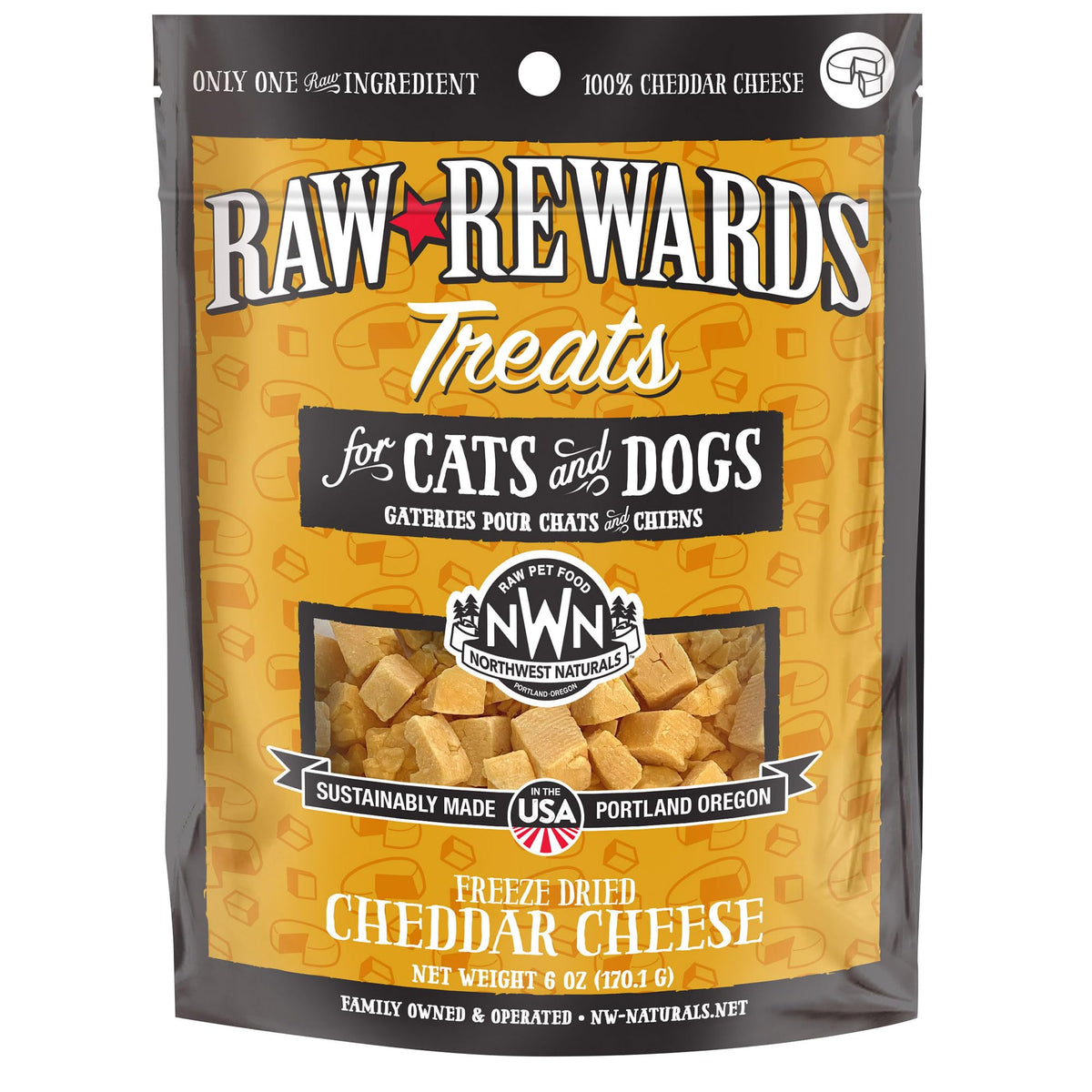 Northwest Naturals Raw Rewards Freeze-Dried Cheddar Cheese Treats For Dogs And Cats - Bite-Sized Pieces - Healthy, 1 Ingredient,