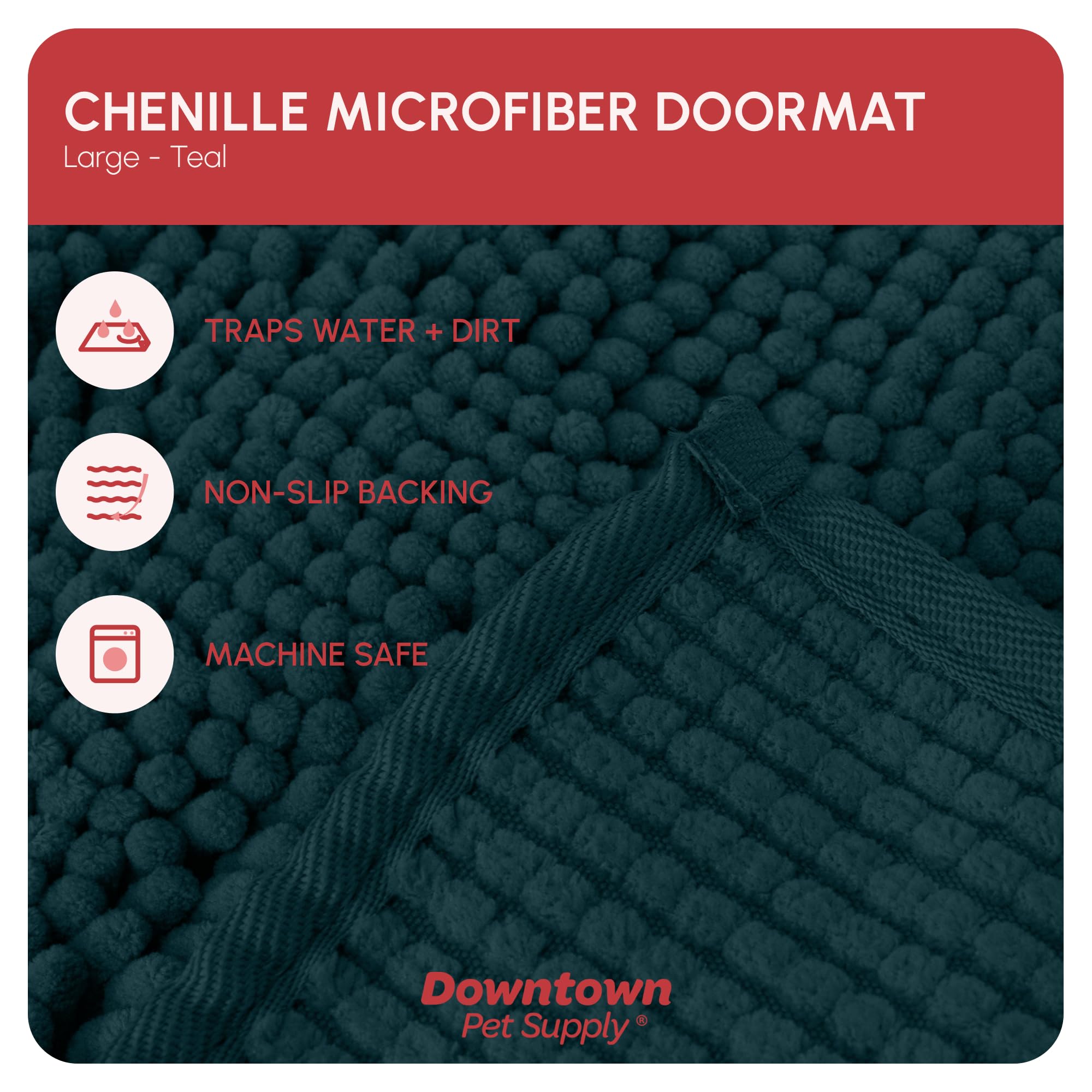 My Doggy Place - Microfiber Door Mat - Soft And Plush Pet Mat For Every Room Of The House - Dirt And Water Absorbent Mat - Washer & Dryer Safe Non-Slip Mat - Teal - L - 36 X 26 In
