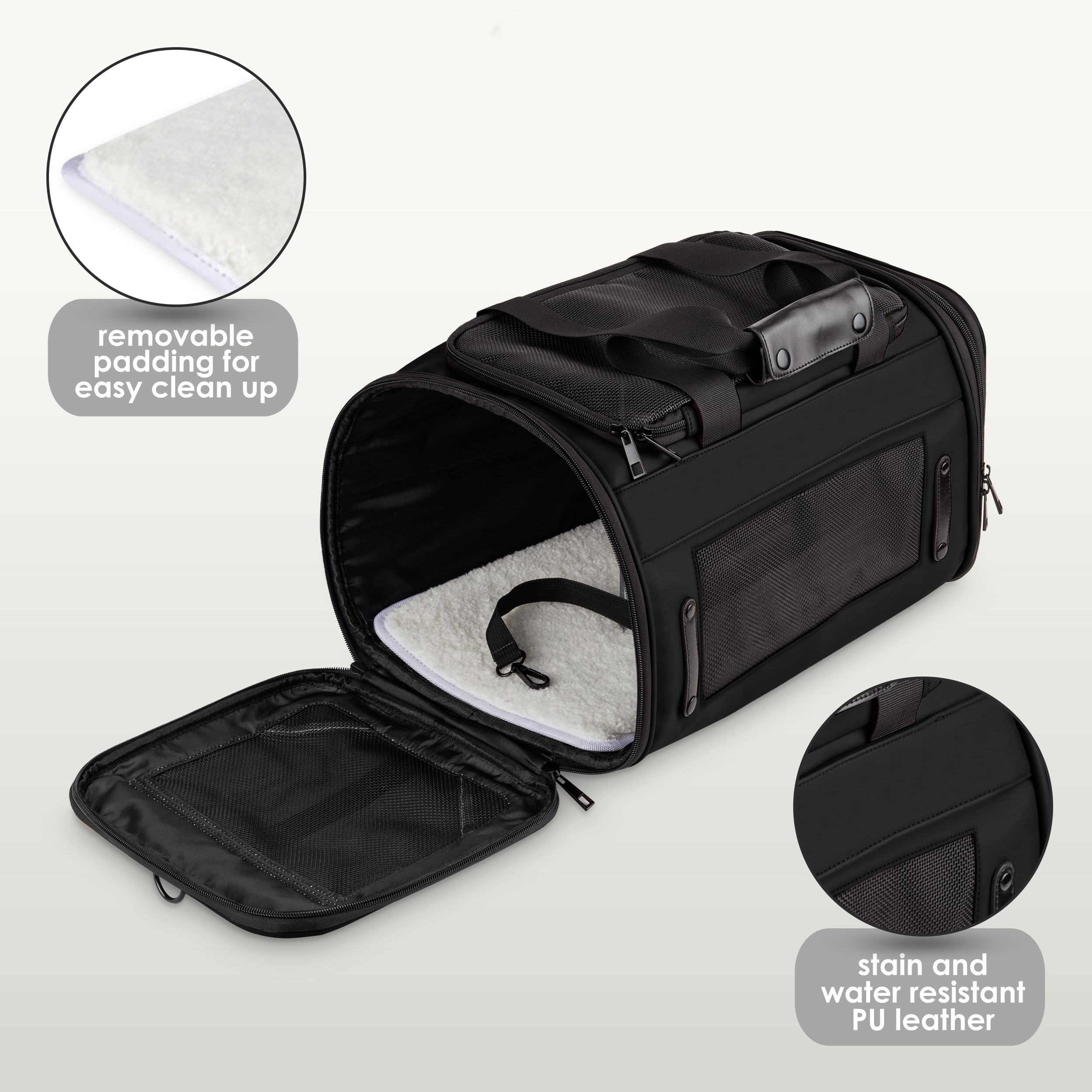Tsa Airline Approved Pu Leather Luxury Pet Carrier - Size Xs/S - For Small Dogs And Cats