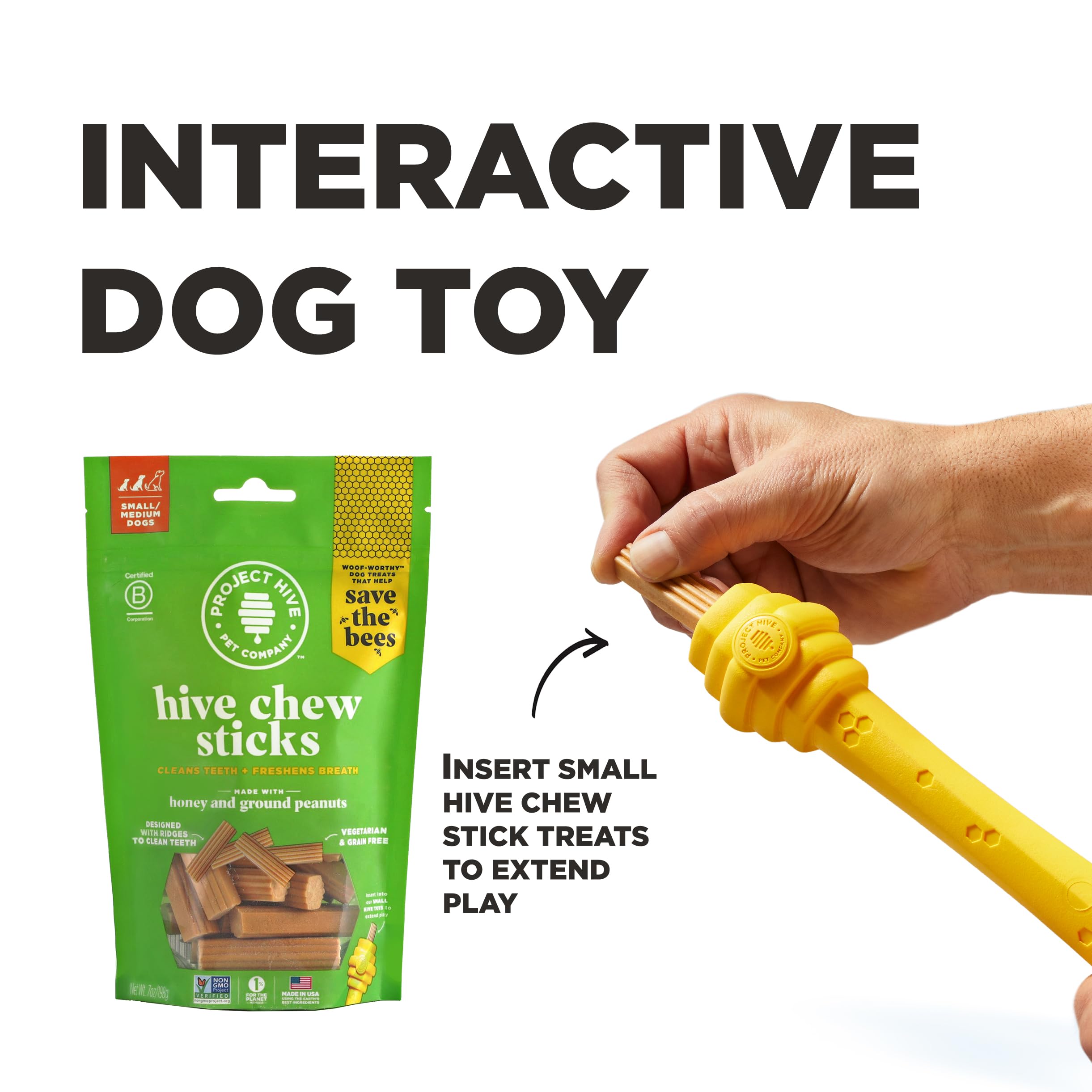 Project Hive Pet Company - Hive Dog Fetch Stick For Large Breeds - Dog Stick Toy - Floats In Water - Treat Dispenser Toy - Durab