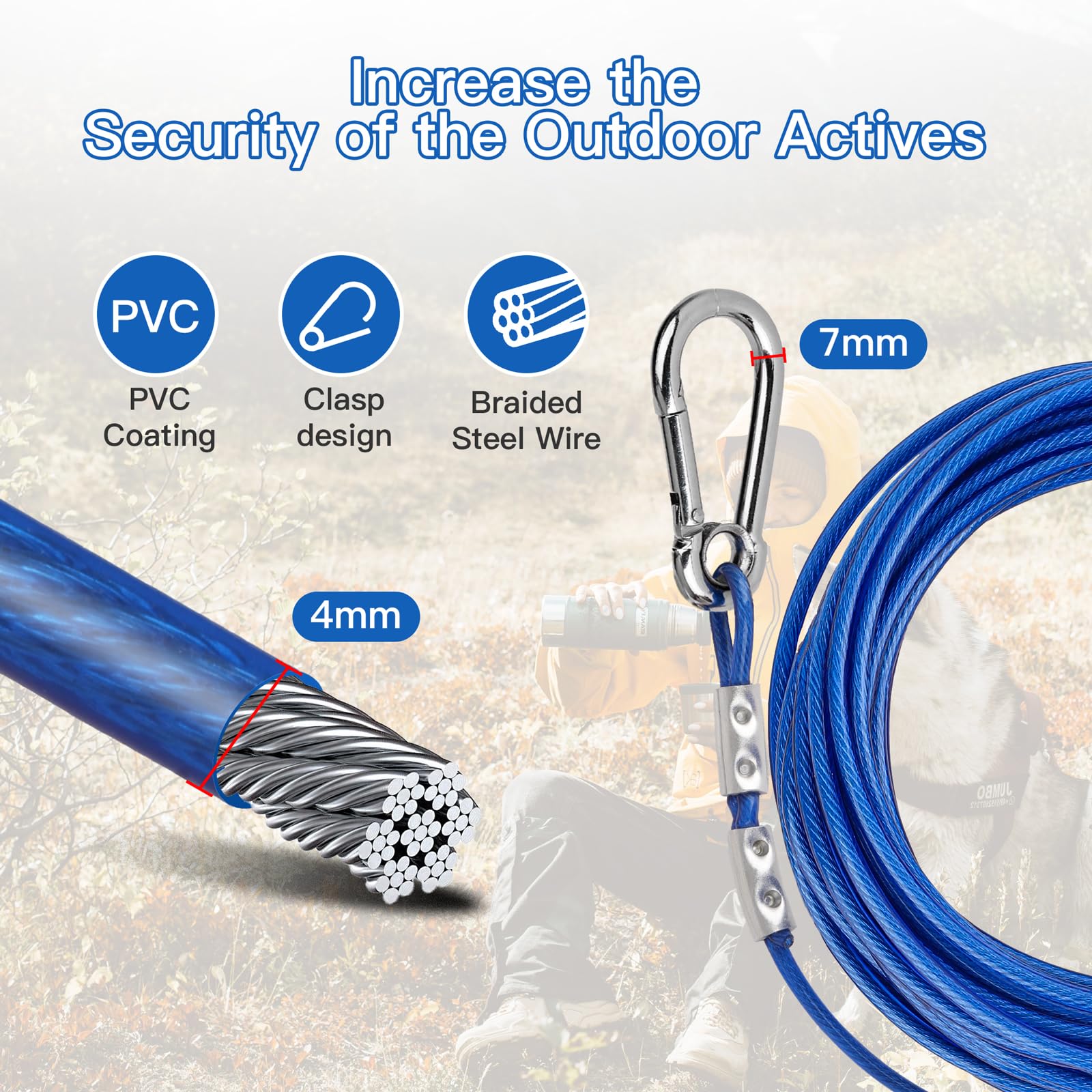 Tamababy Dog Tie Out Cable And Stake, 360Swivel Dog Anchor, With 30Ft Heavy Duty Cable, Heavy Dog Stake For Yard Can Hold Up To