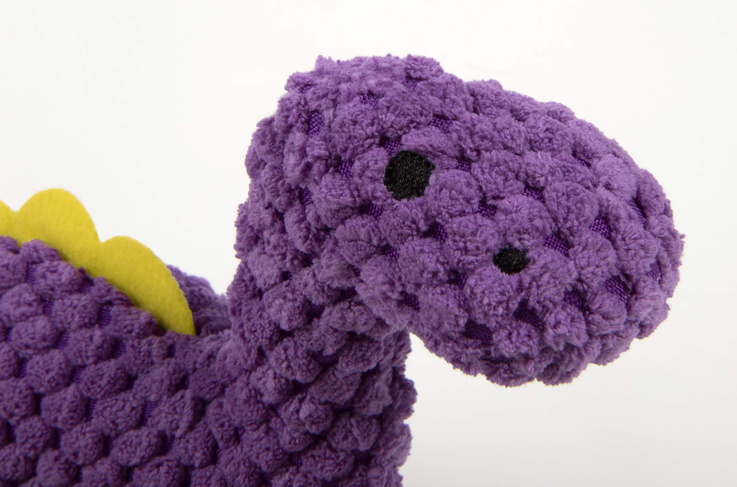 Godog Checkers Just For Me Dinos Bruto Squeaky Plush Dog Toy, Chew Guard Technology - Purple, Mini