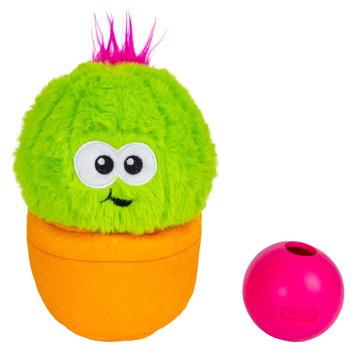 Outward Hound By Nina Ottosson Snack Palz Interactive Plush Dog Puzzle With Treat Ball, Cactus, Green