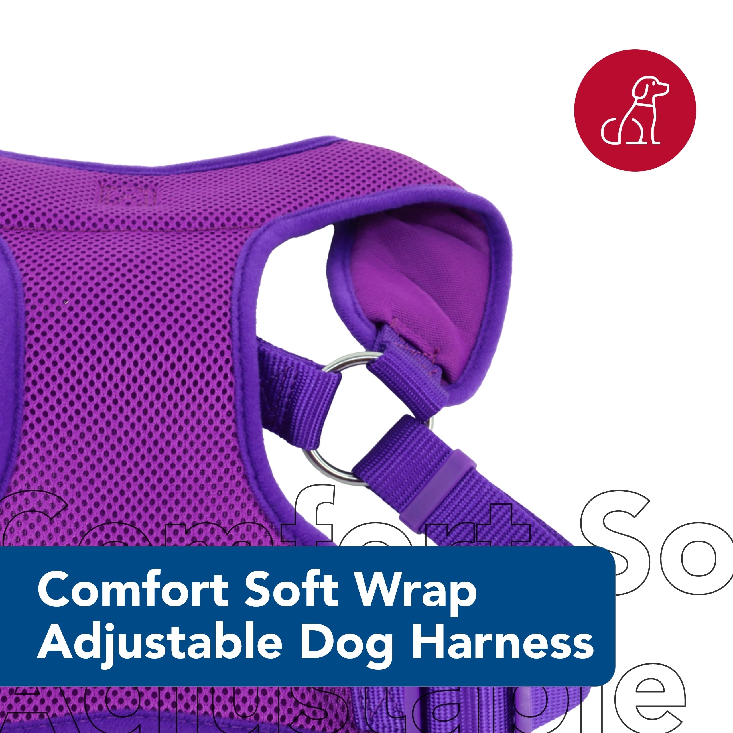 Coastal Pet Comfort Soft Wrap Adjustable Dog Harness - Comfortable Harness For Dog - Adjustable Fit - Easy Step-In Design - Breathable Fabric Mesh - Orchid, 3/8' X 11'-13'