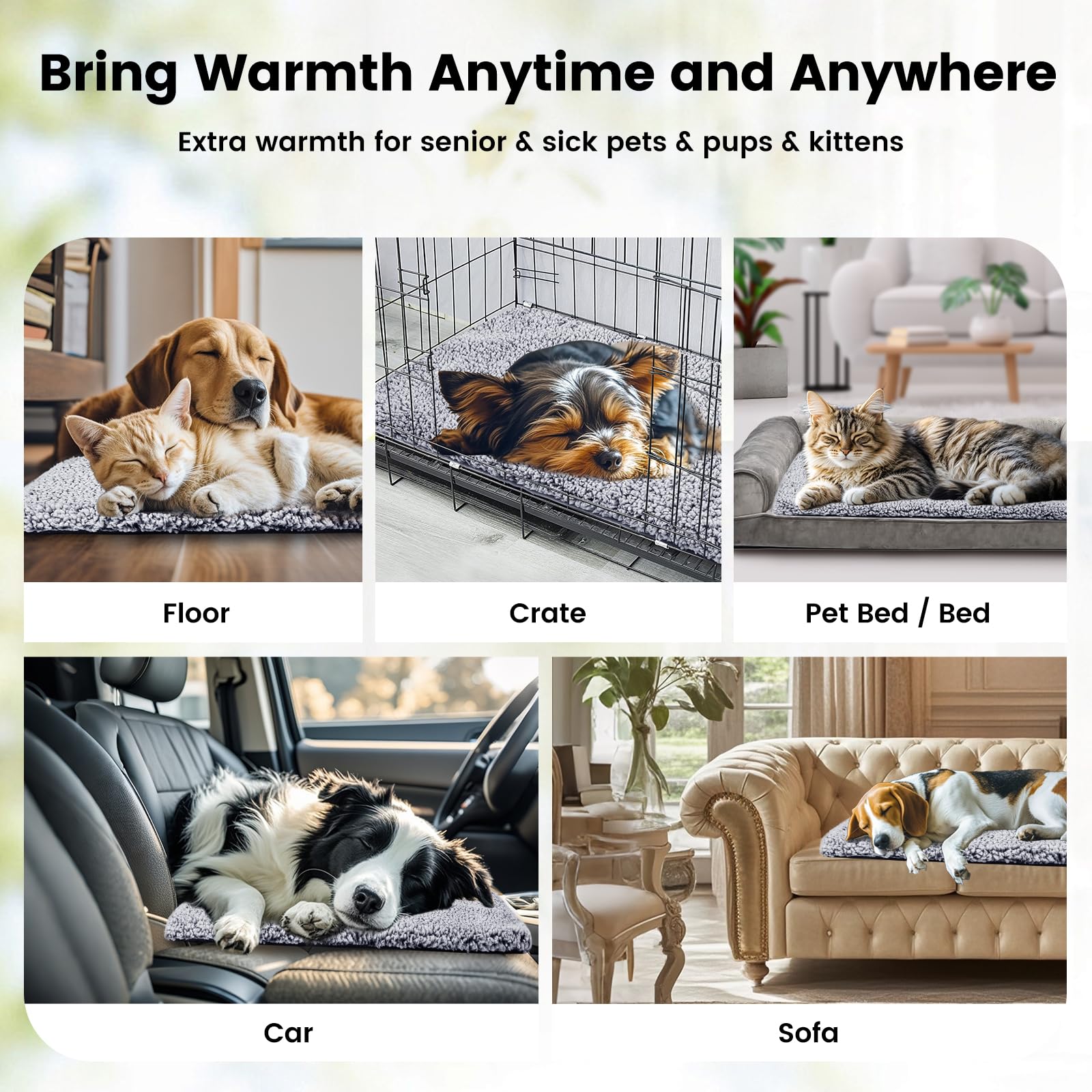 Miguel Cat Bed Self Warming Dog Bed Cat Self Heating Mat for Dog Heating Pad for Dogs House 24 x 18 inch Thermal Dog Crate Pad,