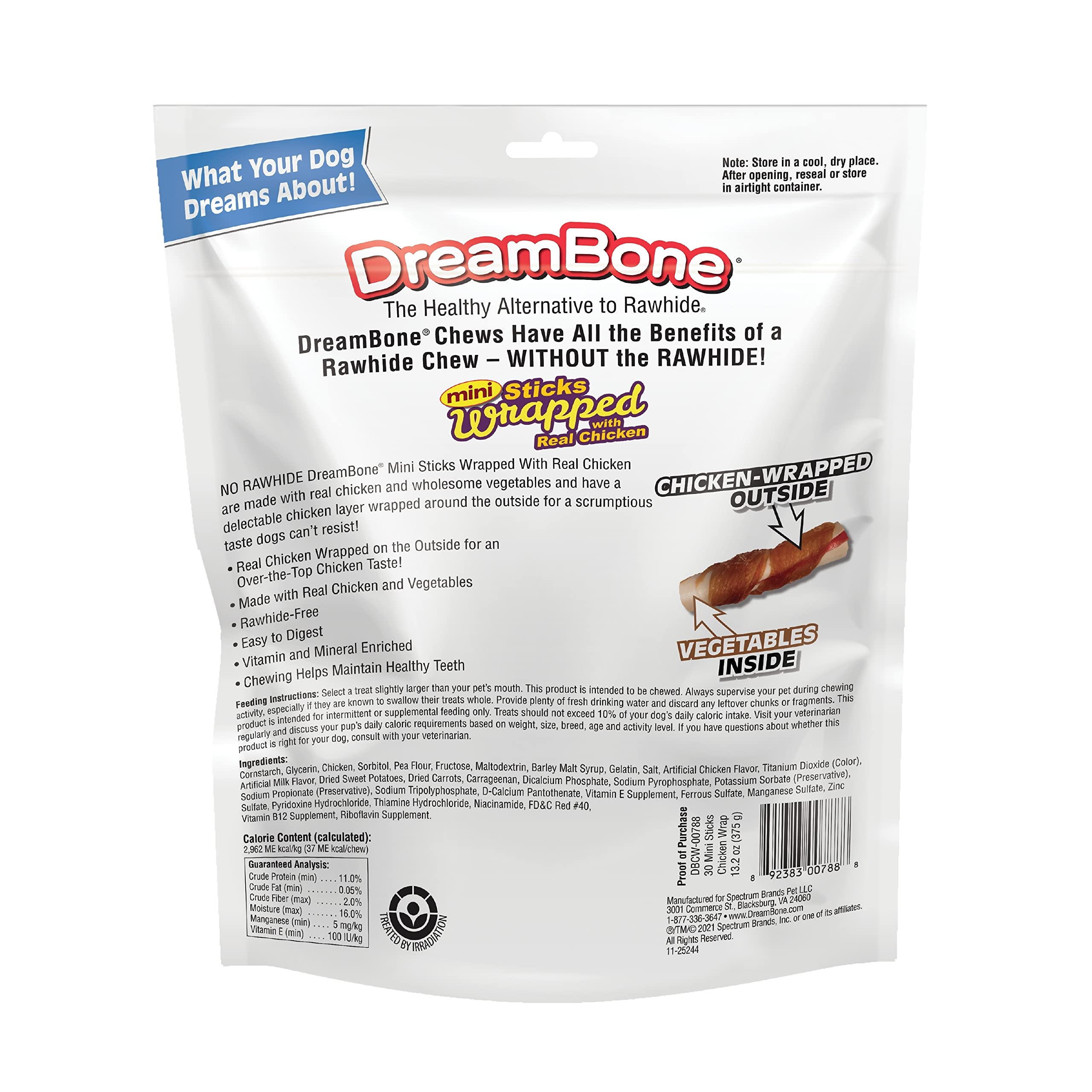 DreamBone Mini Chicken-Wrapped Sticks, 30 Ct, Rawhide-Free Chews for Dogs