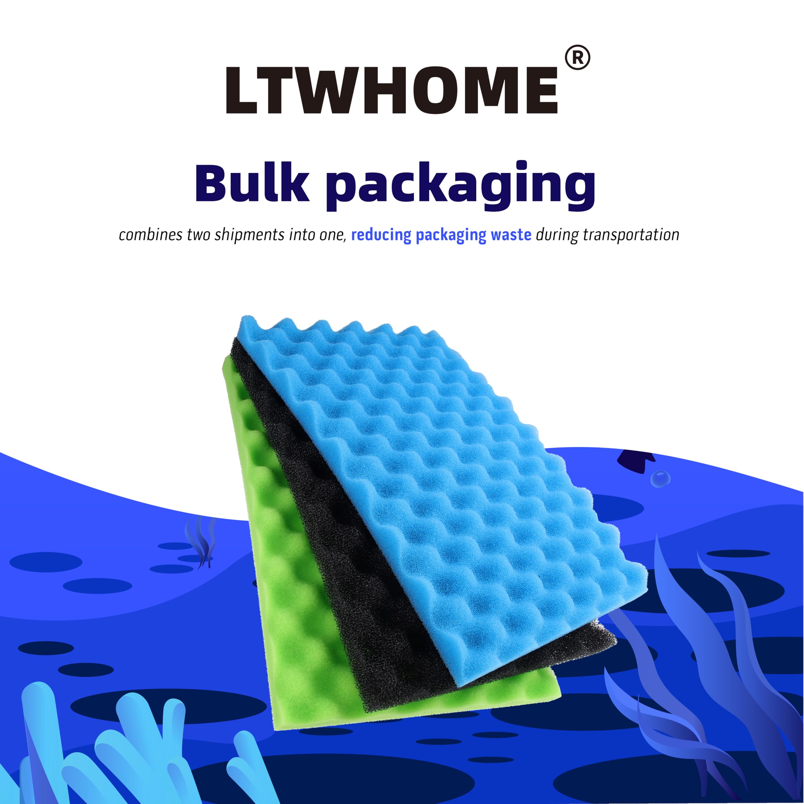 LTWHOME Fish Pond Foam Filter Sponge Set, Multi-colored, 17 x 11, Ideal for Water Gardens and Aquatic Life, Pack of 1 Set