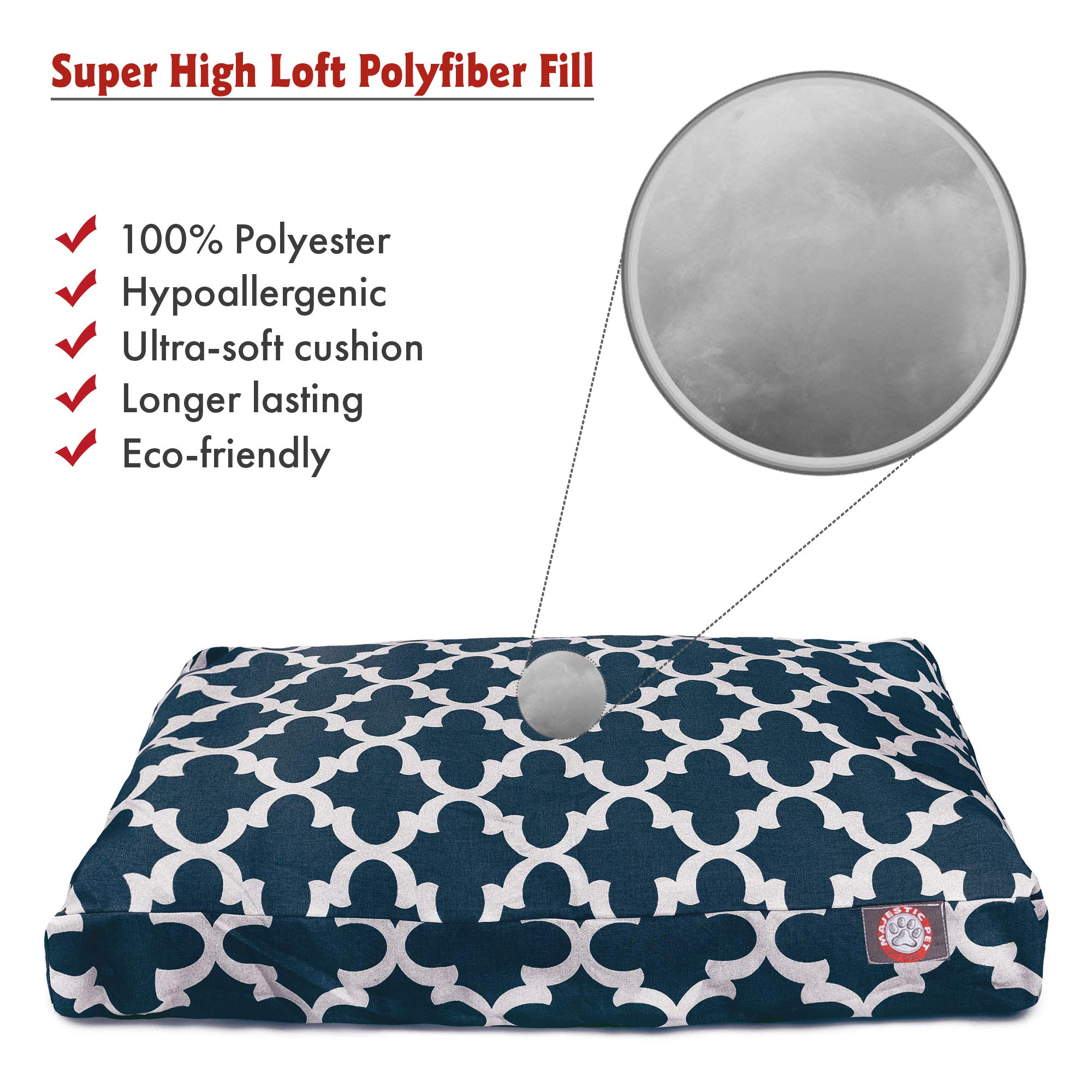 Navy Trellis Medium Rectangle Indoor Outdoor Pet Dog Bed With Removable Washable Cover By Majestic Pet Products