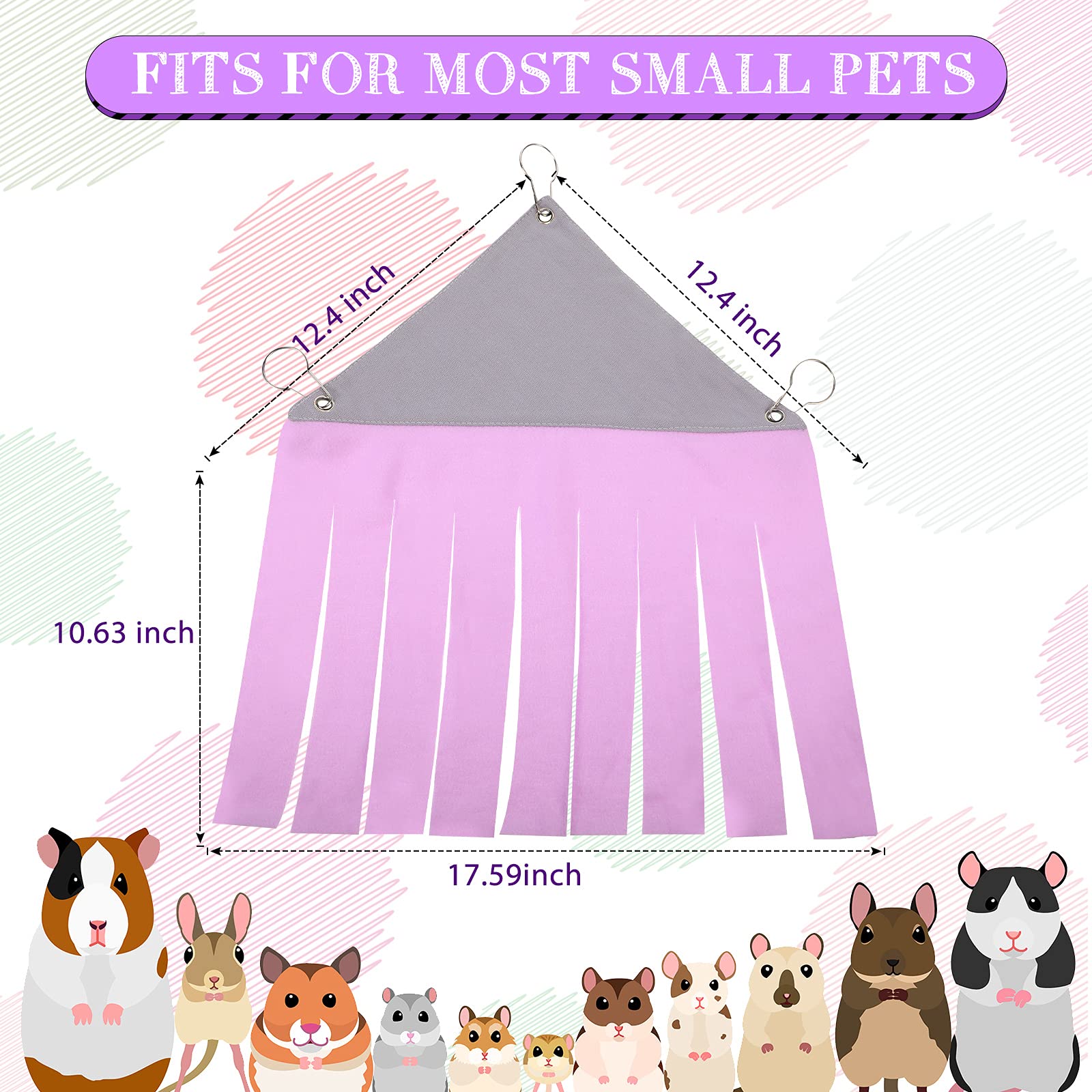 Shappy 2 Pcs Guinea Pig Hideout Hideaway Corner Fleece Toys Cage Accessories Cute Ferret Hammock for Ferrets Chinchillas Hedgeho