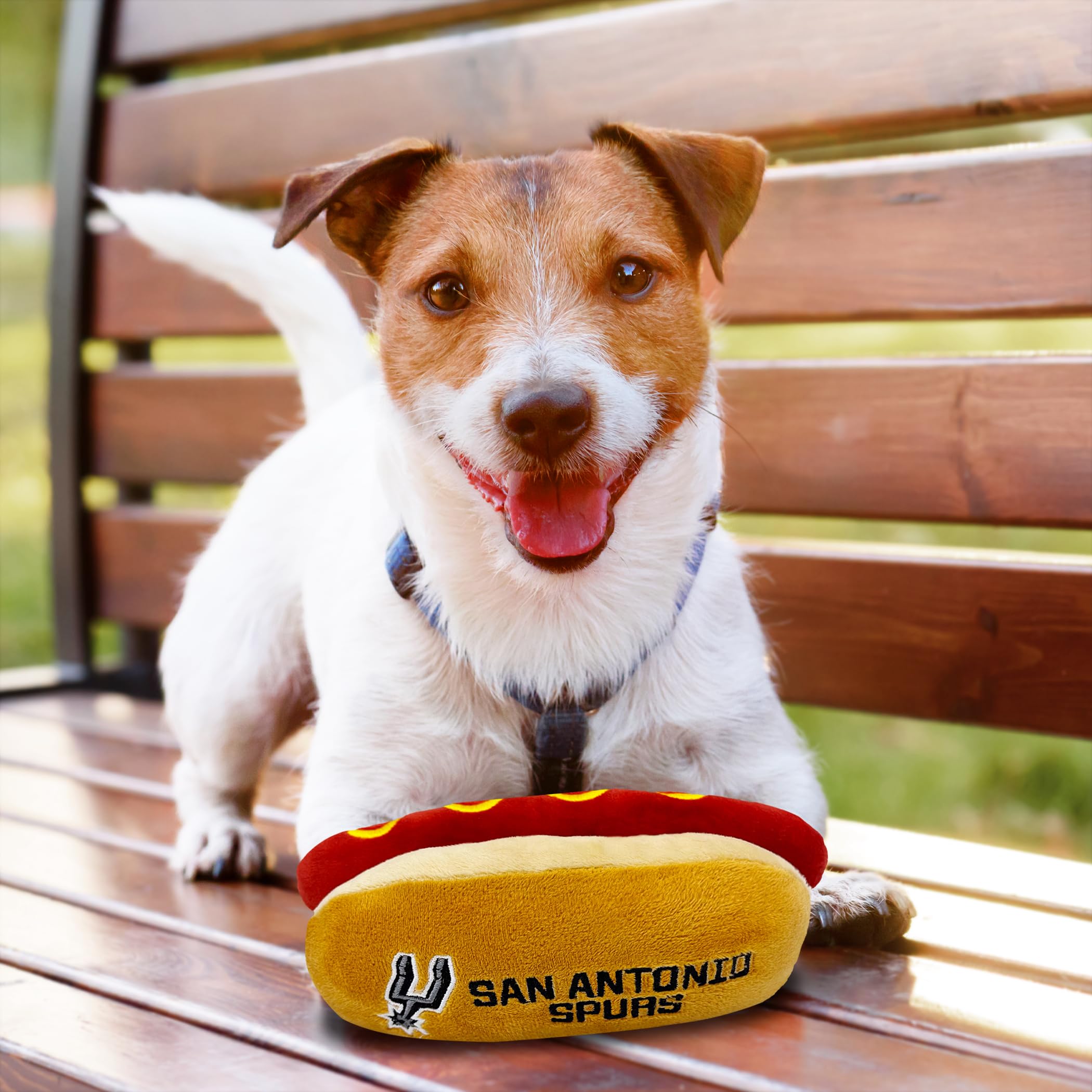 Pets First Nba San Antonio Spurs Hot Dog Plush Dog & Cat Squeak Toy - Cutest Hot-Dog Snack Plush Toy For Dogs & Cats With Inner