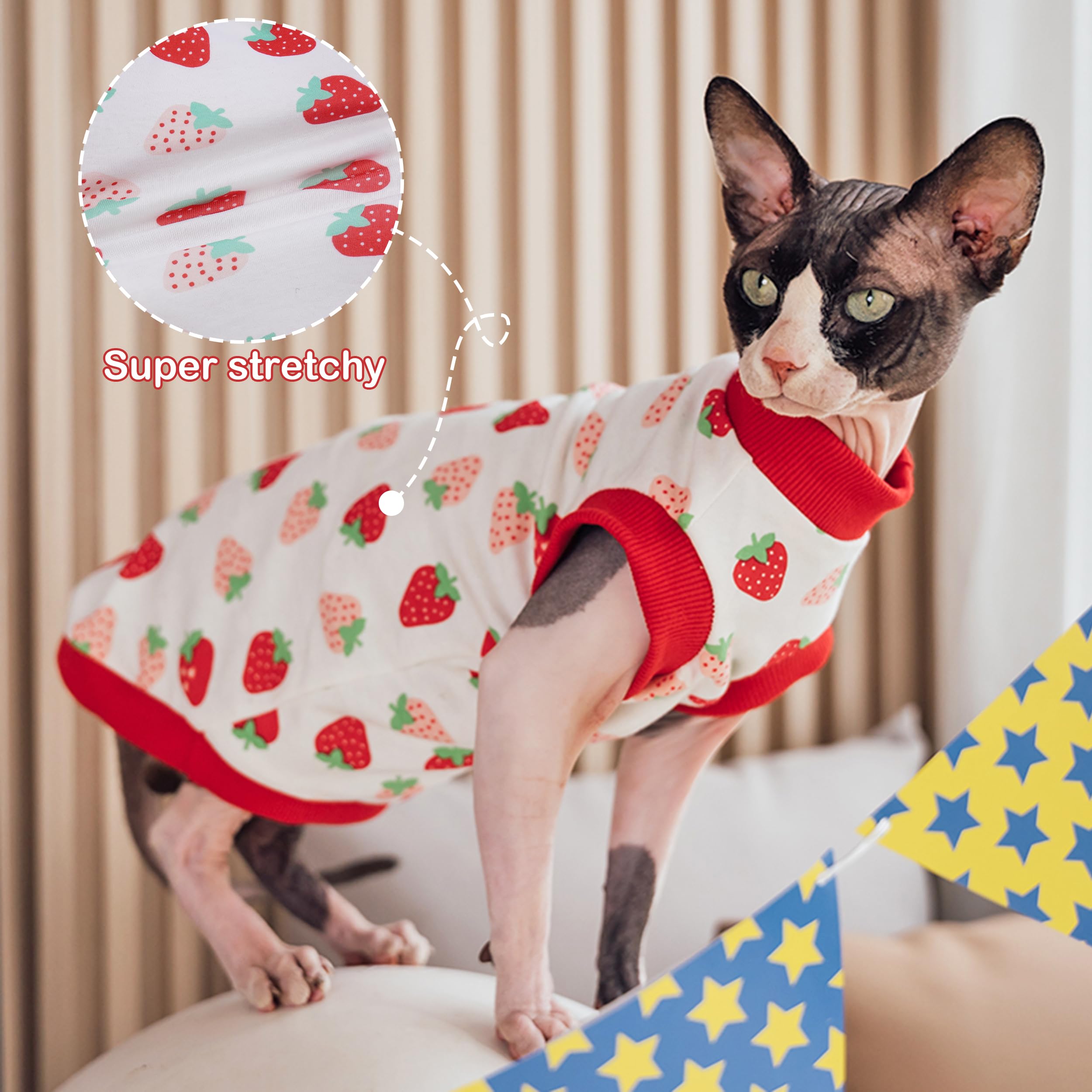 Pumyporeity Sphynx Cat Clothes: Stretchy Sweater, Soft Shirt, Pullover Pajamas, Turtleneck For Sphynx, Cornish Rex, Devon Rex Ca