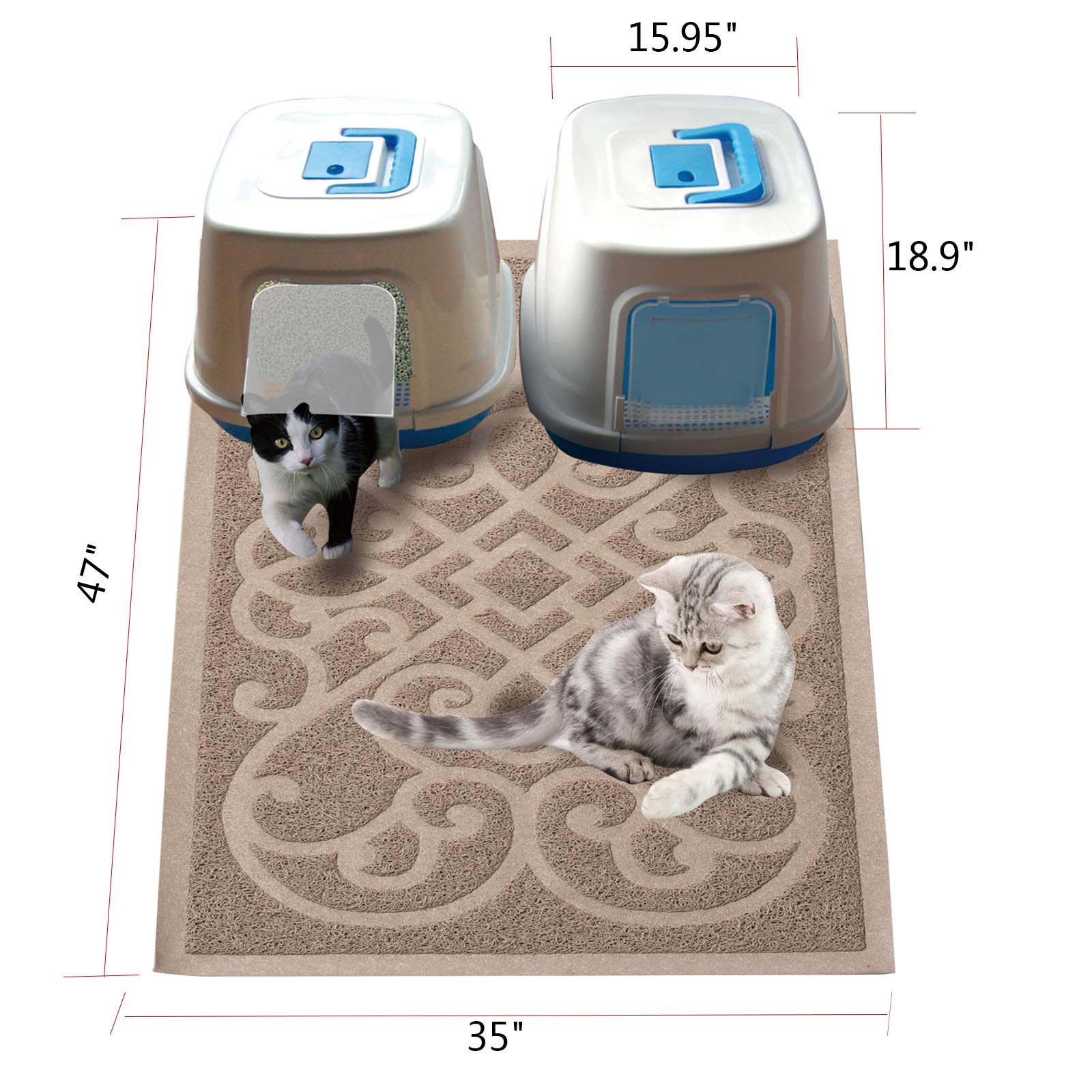 Petlike Cat Litter Mat, Thick Litter Trapping Mat, Durable Litter Box Mat Waterproof, Indoor Mat Washable Mats With Non-Slip Backing, Soft On Kitty Paws And Easy To Clean, Phthalate Free
