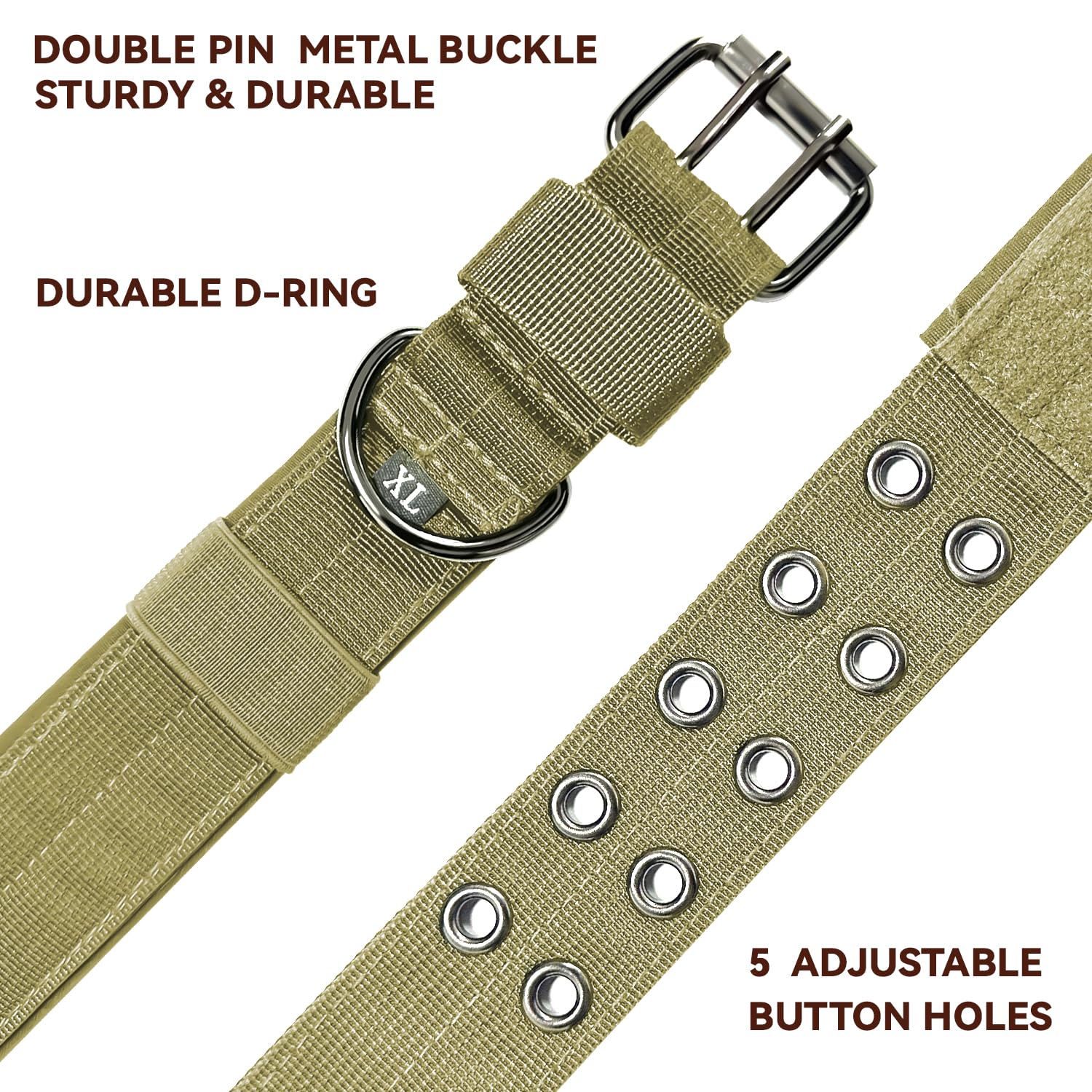 Heavy Duty Dog Collar for Large Dogs, Tactical Dog Collars with Metal Buckle & D Ring, 1.5'' Width Thick Adjustable Nylon Collar