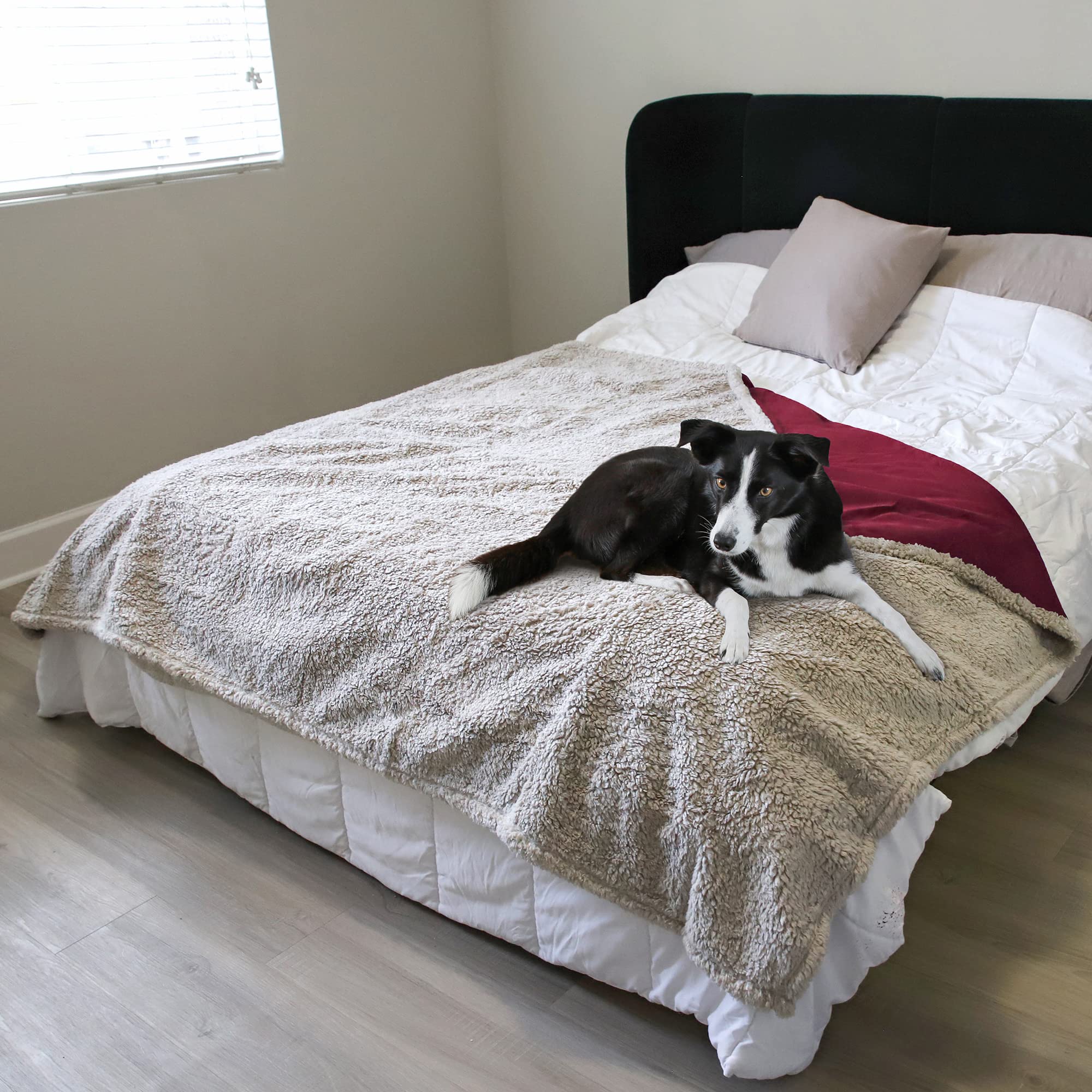 Kritter Planet Waterproof Bed Blanket For Pet, Reversible Sherpa Fleece Protector Couch Cover For Pets, Liquid Proof Furniture P