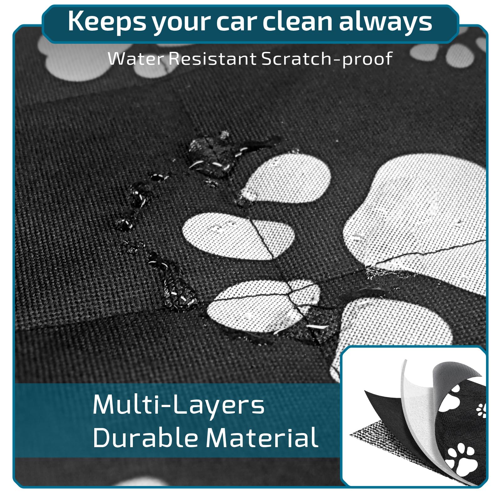 Veckle SUV Cargo Liner for Dogs, Large 54"x93", Water Resistant, Non-Slip, Dog Bone Color, Model PS07