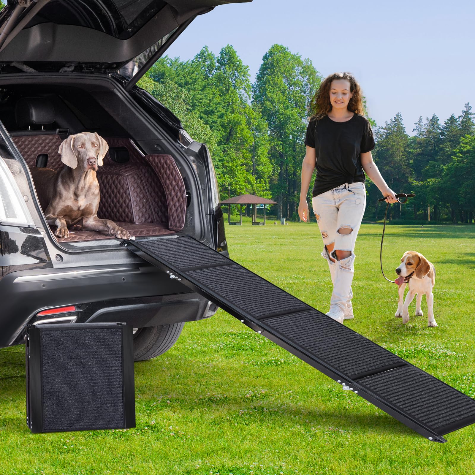 Uross Dog Ramp For Car 71'' Long- Collapsible Pet Ramps For Large Dogs Suv Truck Folding Outdoor Dog Ramp For Porch Steps