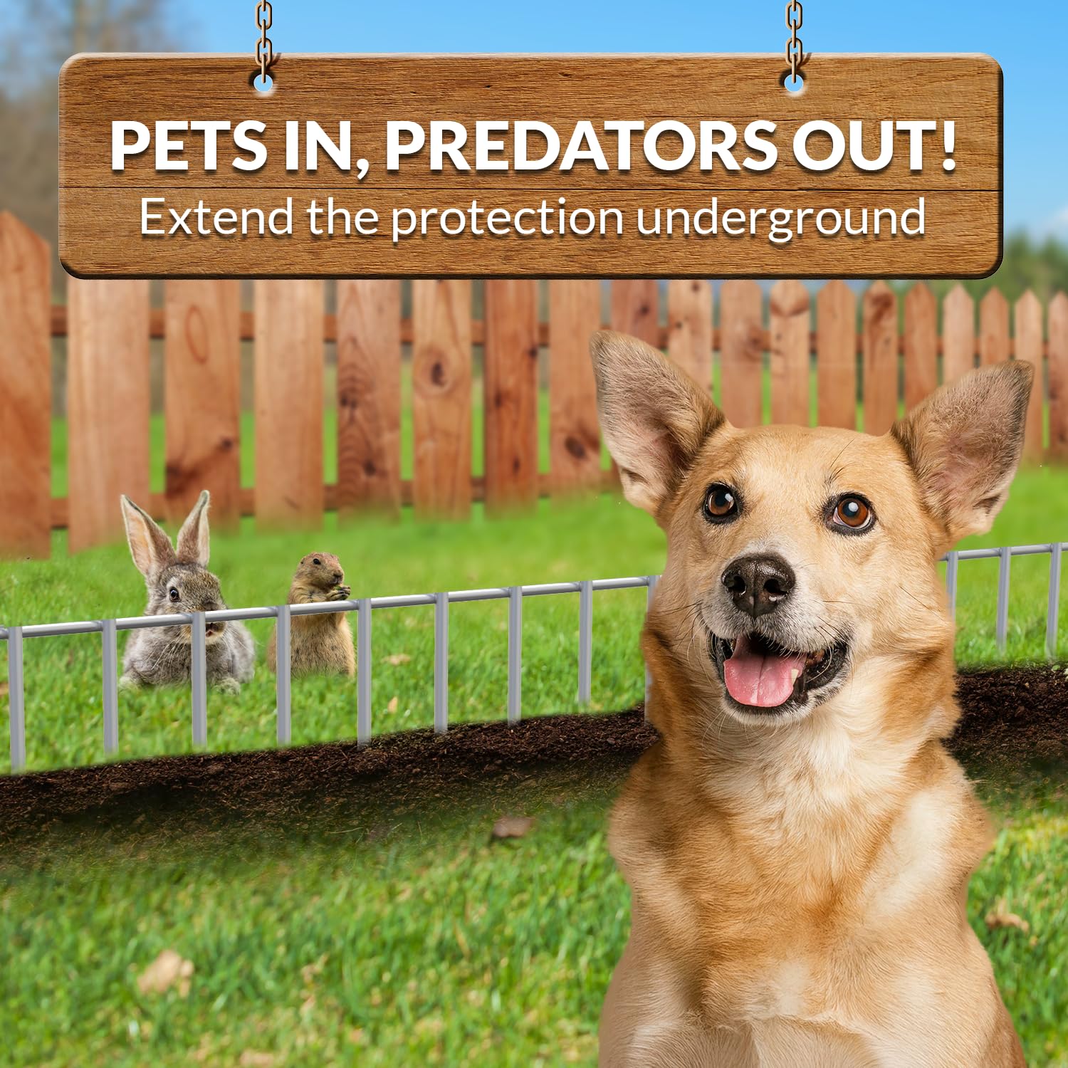 Dig Defence 24 Pack, 32   (L) X 8   (H) Original Animal Barrier Fence - Small/Medium No Dig Fence - Dogs & Rabbits, Durable Outd