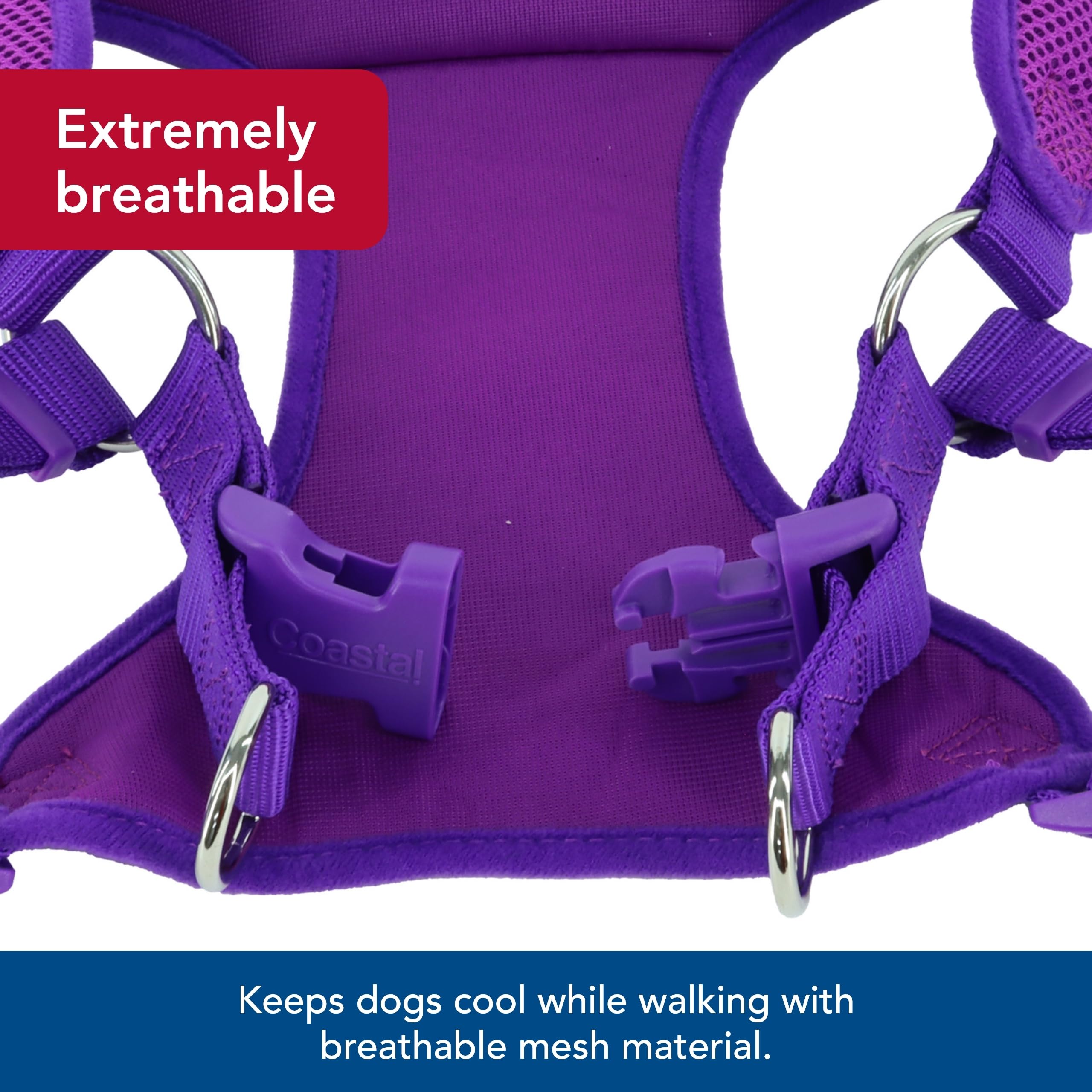 Coastal Pet Comfort Soft Wrap Adjustable Dog Harness - Comfortable Harness For Dog - Adjustable Fit - Easy Step-In Design - Breathable Fabric Mesh - Orchid, 3/8' X 11'-13'