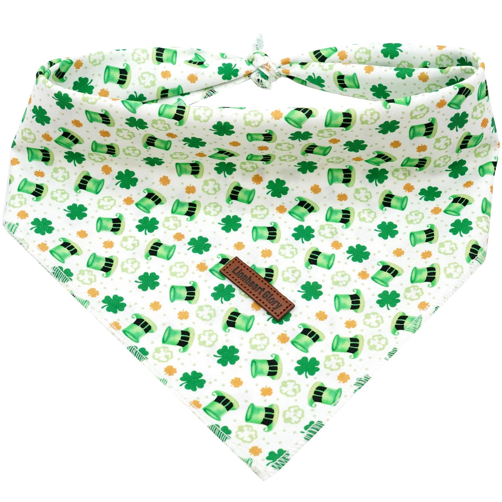 Lionheart Glory St Patricks Dog Bandana 1 Pack Washable Soft Dog Scarf, Square Adjustable Dog Bandanas For Small Dogs And Cats