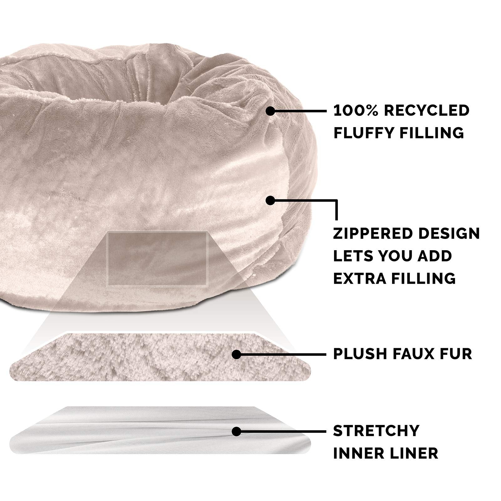 Furhaven Soft & Cozy Dog Bed For Large Dogs, Refillable W/ Removable Washable Cover & Liner, For Dogs Up To 95 Lbs - Plush Faux