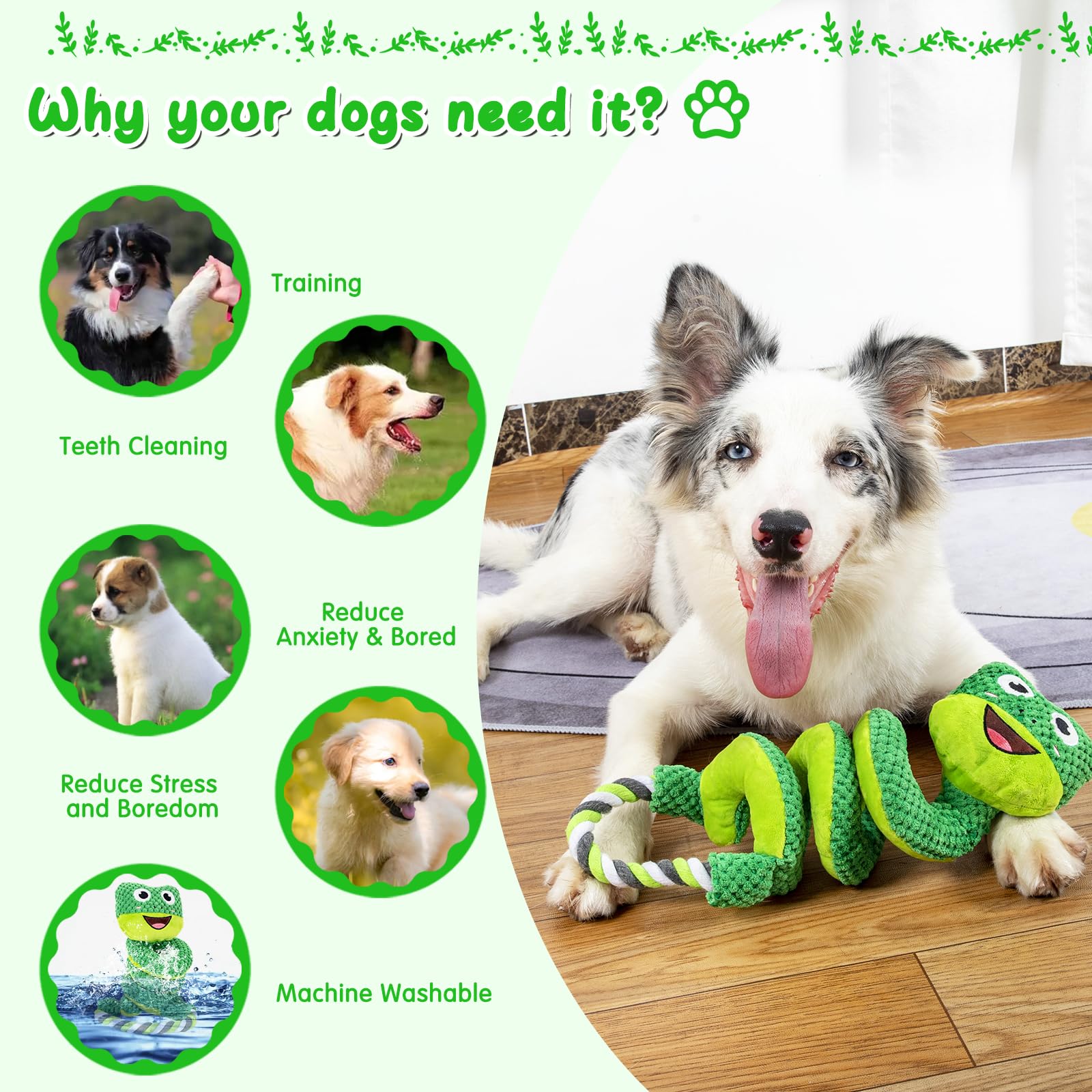 Viwik Interactive Dog Squeaky Toys, Plush Dog Chew Toys For Large Medium Small Smart Breed, Puppy Toys For Boredom And Stimulati