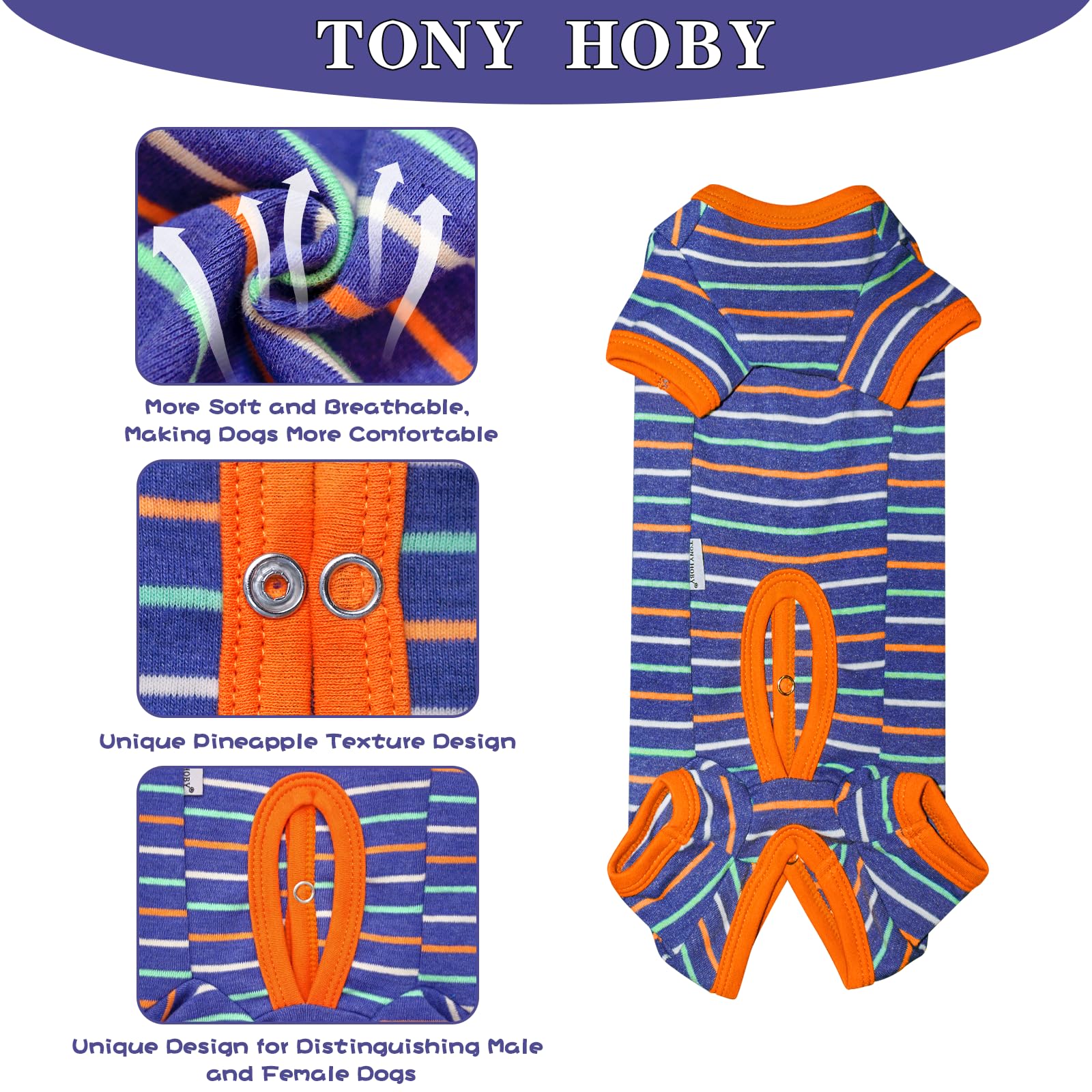 Tony Hoby Dog Jumpsuit Pajamas With Thermal For Small Medium Dogs (Navy Blue, Boy, Xl)