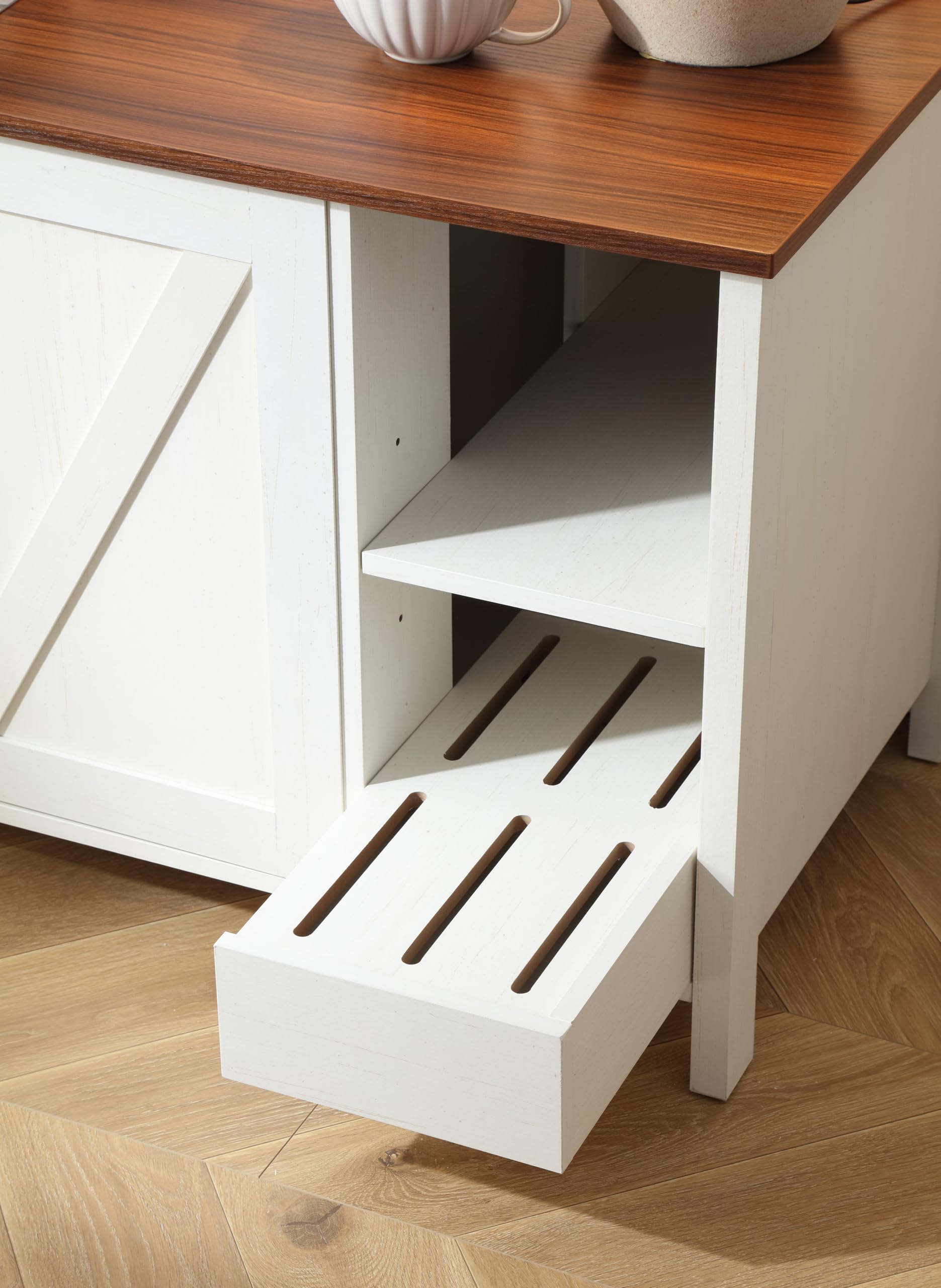 FOREST GRAVITY 41.3   Cat Litter Enclosure,Adjustable Shelf for Dog Proof and Storage,Locks Added for Cat, Litter Collector,Sm