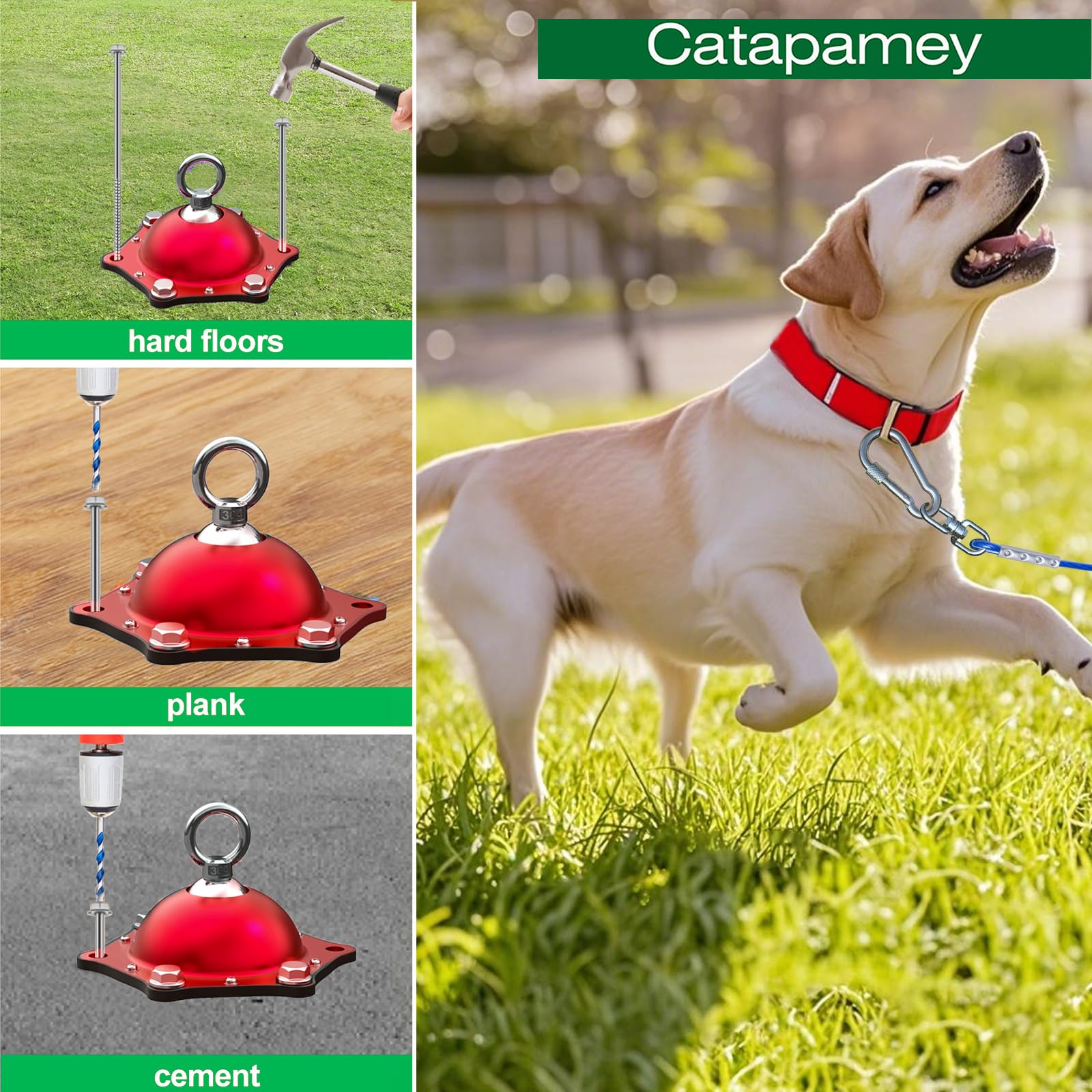 Catapamey Dog Tie Out Stake(No Cable), For Large Dogs Up To 200 Lbs 360Swivel Dog Run Anchors-Runner For Yard Camping,Best For I