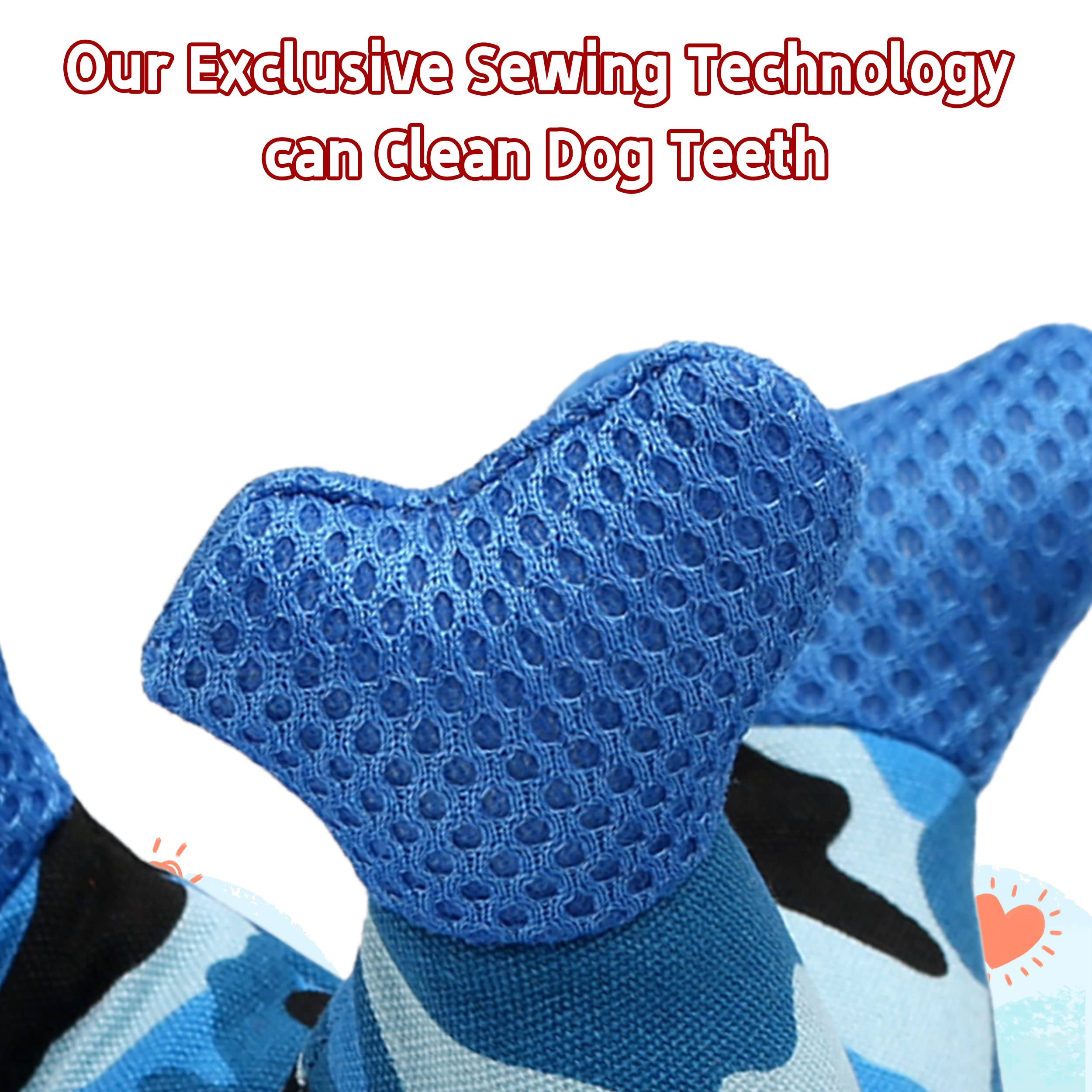 Qonline Dog Chew Squeaky Toys, Dog Teeth Cleaning Toy, Tug Of War, Stuffed Jack Bone Toy With Squeakers, Interactive Toy For Sma