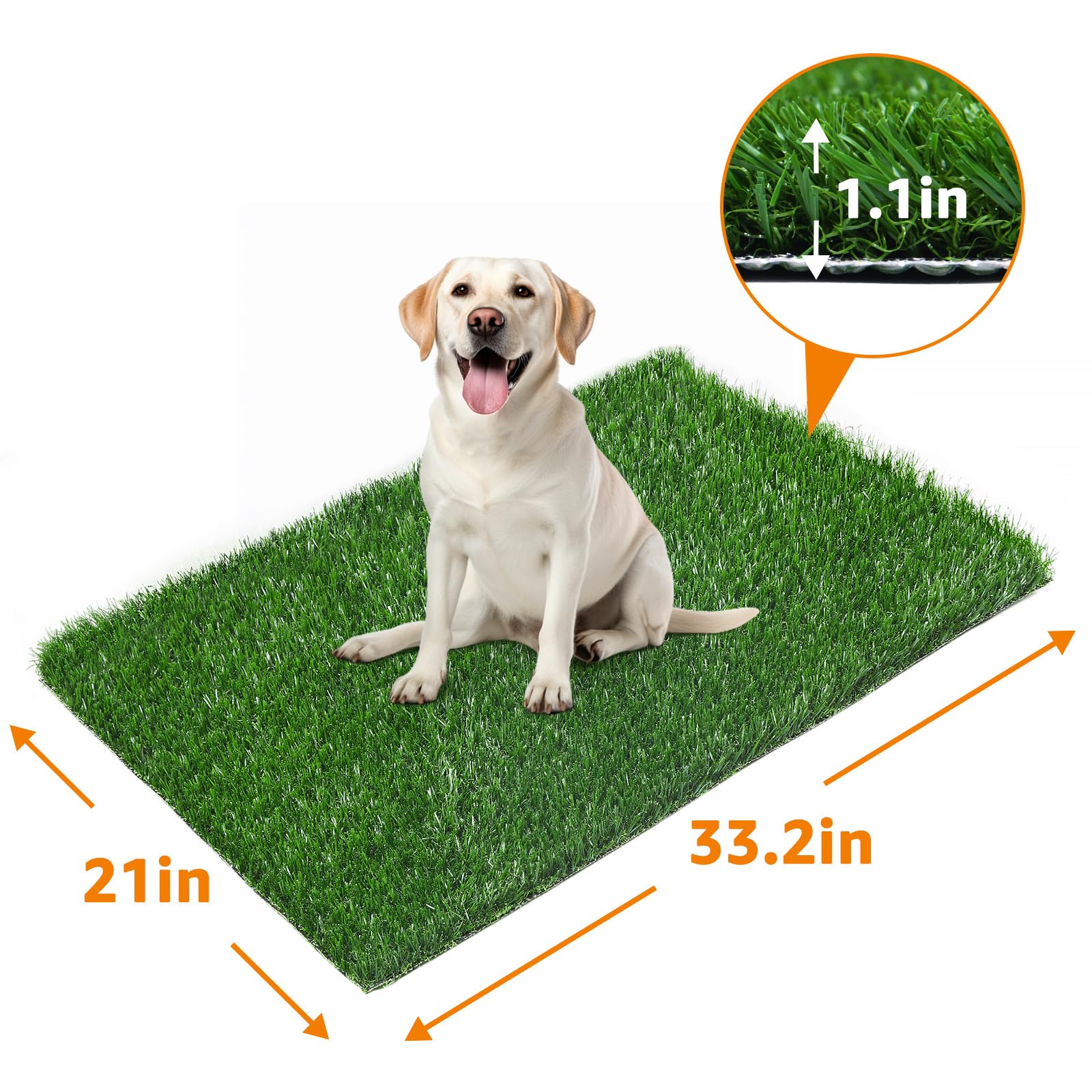 Loobani 33.2In X 21In Replacement Artificial Grass Puppy Training Pads, Quickly Absorbency Portable Dog Potty Grass, Fit 35X23In