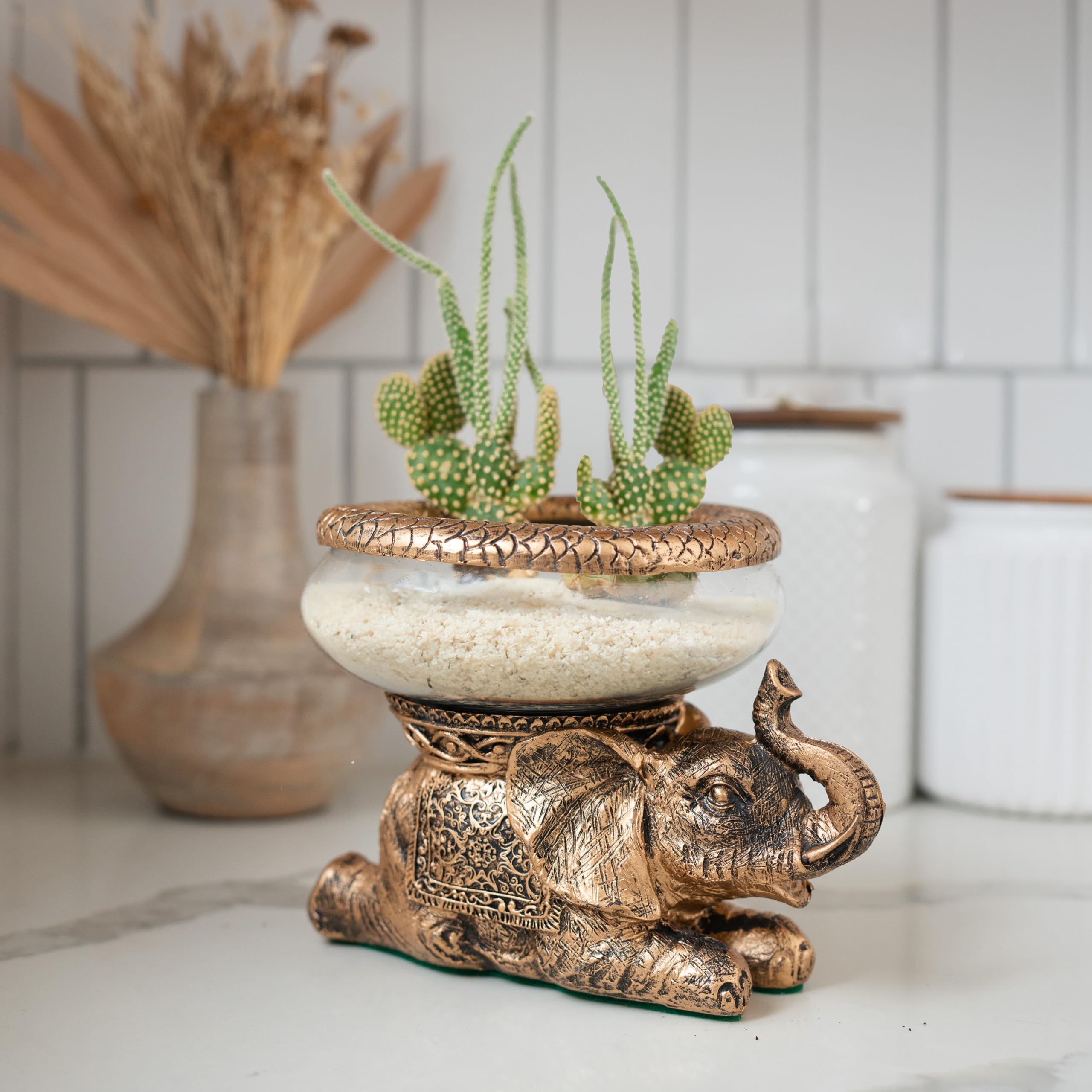 New Mystical Mermaid Decorative Gold Antiqued Glass Fish Bowl Tabletop Aquarium Or Terrarium Or Candle Holder, New 1 Gallon Size