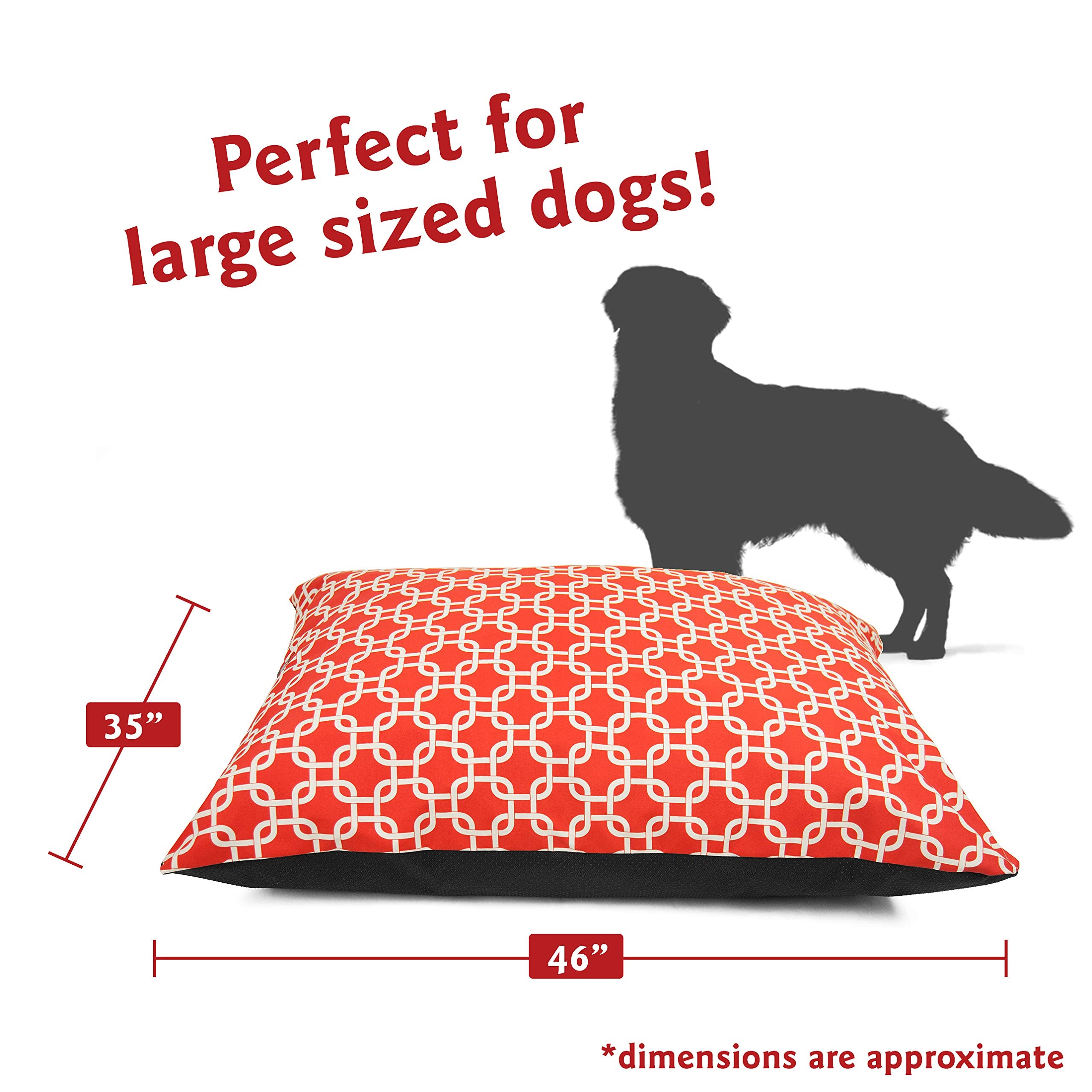 Majestic Pet Rectangle Large Comfy Non Slip Washable Dog Bed - Super Value Pillow - Dog Kennel & Crate Bed For Sleeping, Breed: Large - 46 X 35 Inch - Links Red