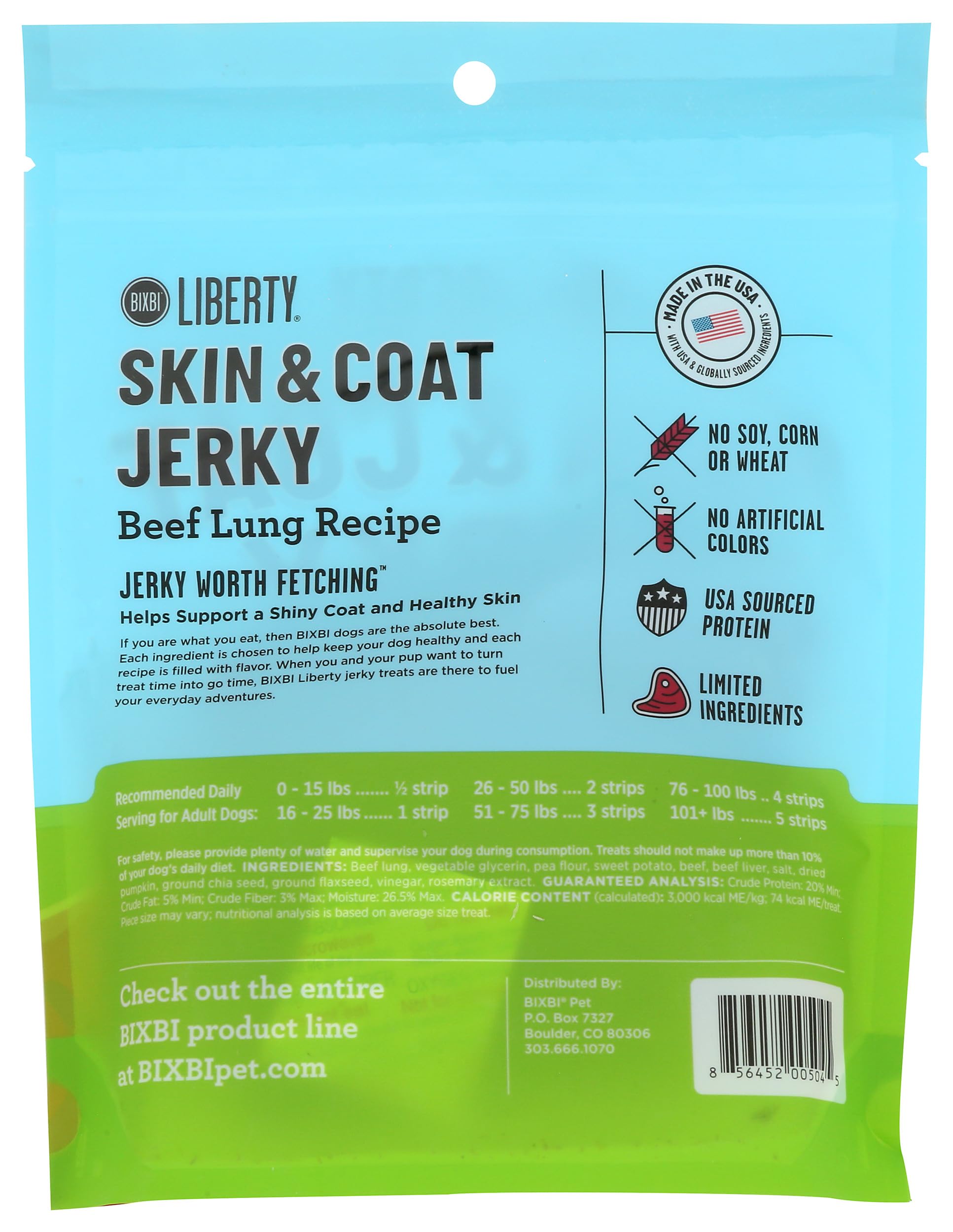 BIXBI Liberty Skin & Coat Support Beef Lung recipe Dog Treats,5 oz-USA Made Grain Free Dog Treats-Antioxidant Rich to Support Sh