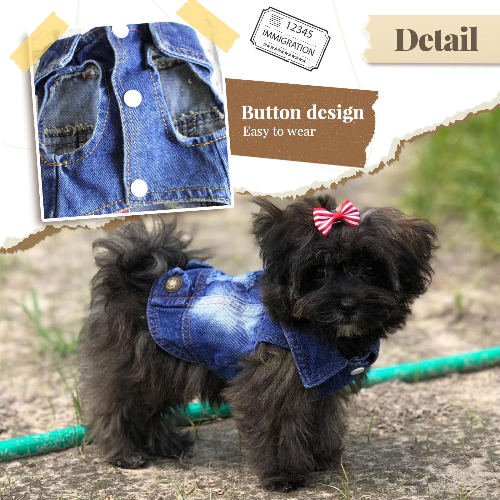 Doggyzstyle Cool Blue Dog Jean Jacket Small Pet Outfits Dog Clothes For Small Medium Dogs Cats Boys Girls Pet Vest Denim Coats Puppy Shirts Doggy Costume Clothing For Shih Tzu Chihuahua Yorkie Teacup