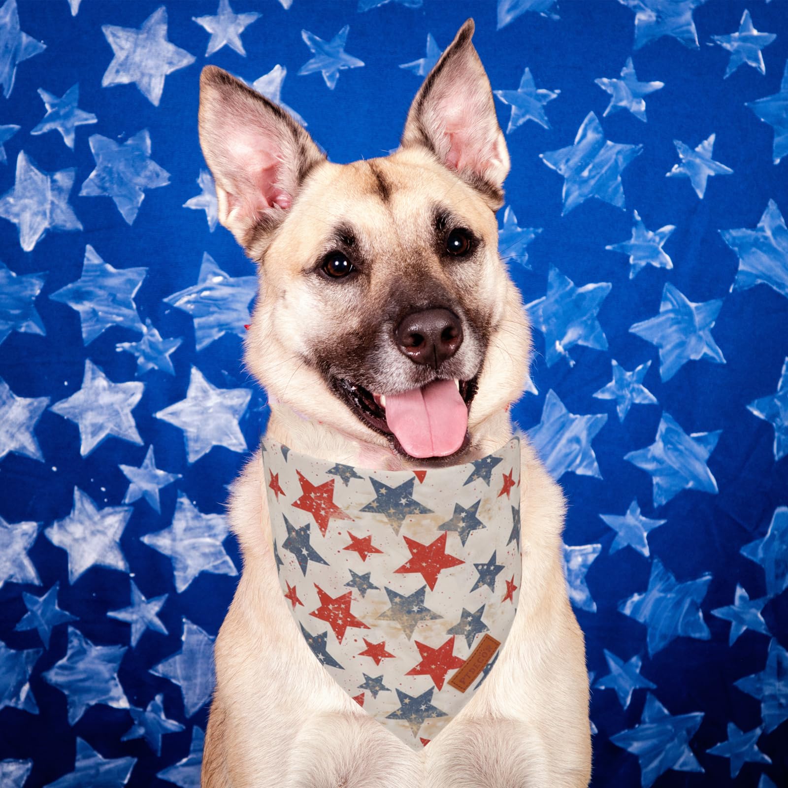 Ptdecor American Flag Dog Bandana Flag Stars Patterns, Patriotic Pet Scarf Reversible Triangle 4Th Of July Bandanas For Medium L