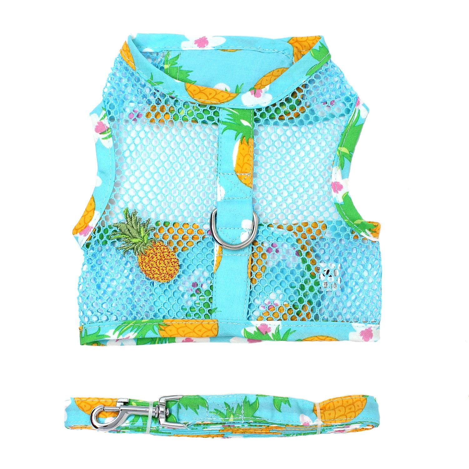 Doggie Design Cool Mesh Dog Harness With Leash Pineapple Luau (X-Small)