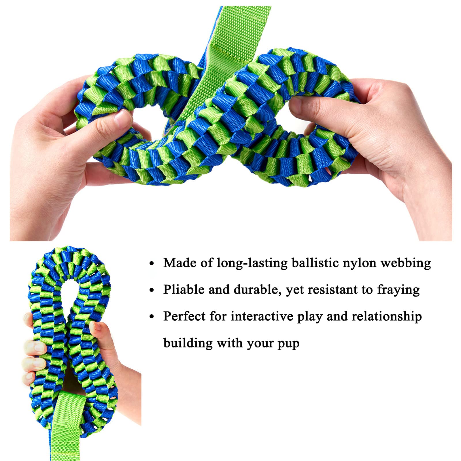 2 Pack Aggressive Chewer Dog Toys - Tug Of War & Teeth Cleaning - Medium & Large Dogs